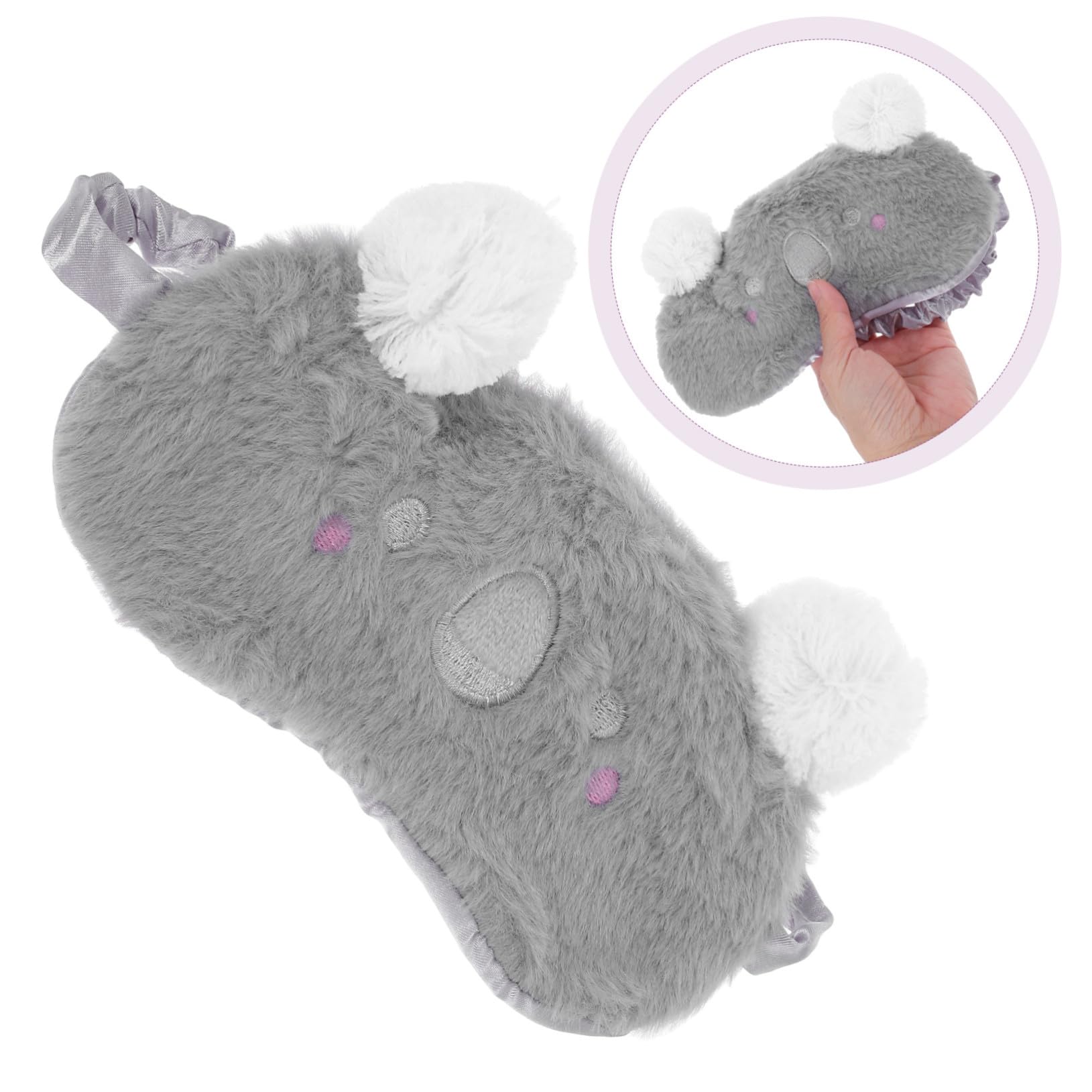 Masque de Sommeil Koala en Peluche Courte, Mignon et Cartoon | Portable et Confortable, Usage Bureau ou Voyage, Forme Compacte pour Adulte Petit