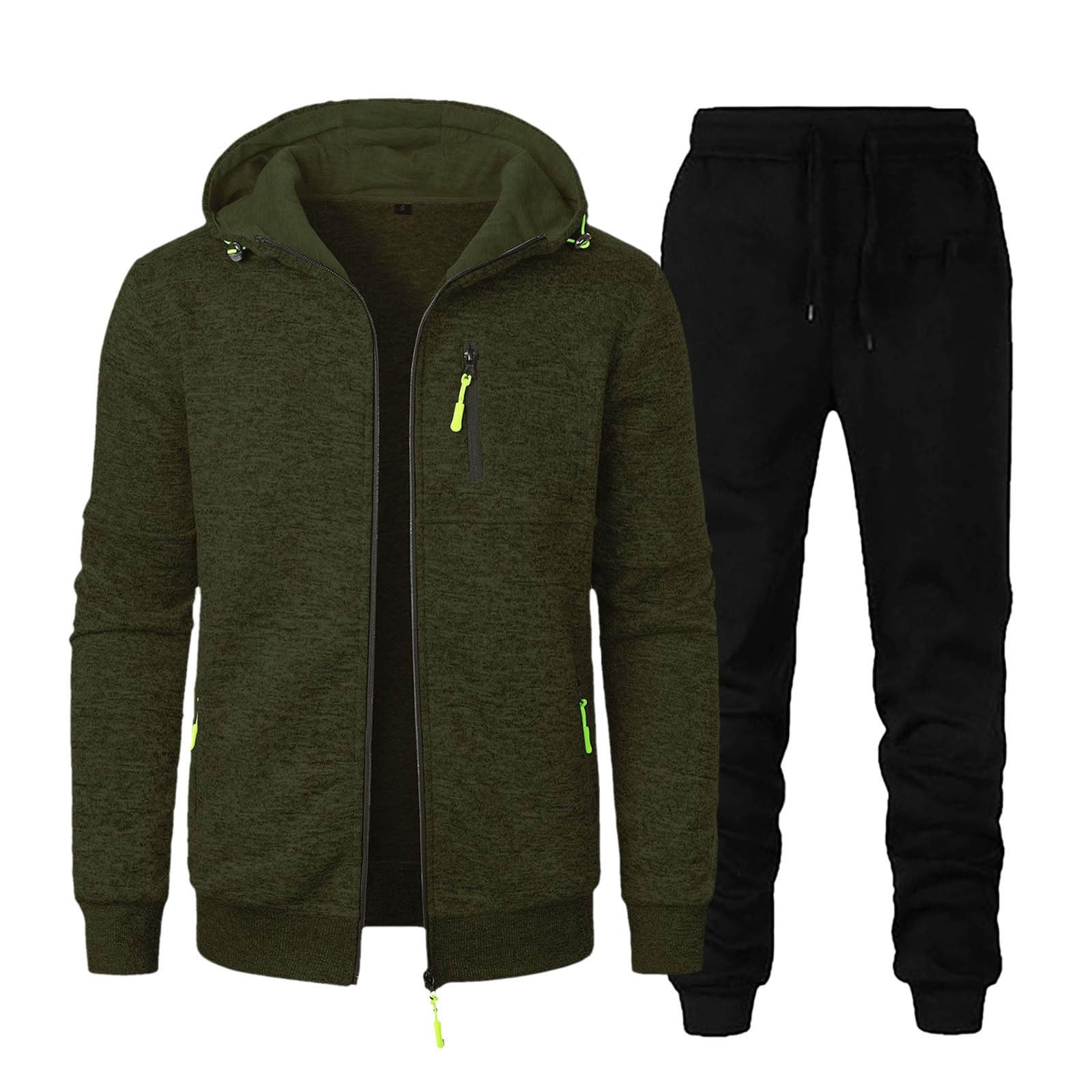 Męski dres treningowy, bluza z kapturem z zamkiem błyskawicznym, 2-częściowy dres treningowy, dla mężczyzn, miękka bawełniana odzież sportowa z kieszeniami na zamek błyskawiczny, lekki, wygodny strój