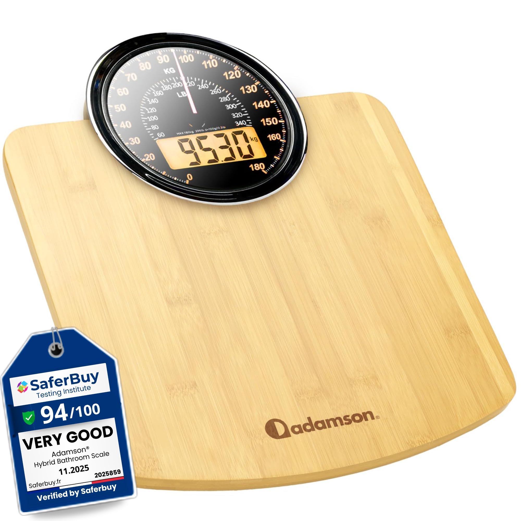 Adamson Hybrid 2-in-1 Analog & Digital Weighing Scale for Body Weight up to 180kg + Thick Tempered Glass + Extra Large Display + Easy to Read Digital Bathroom Scale + New Version - Wood-image-35