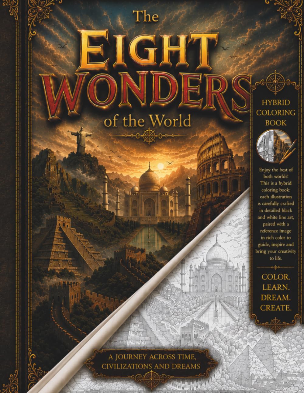 The Wonder Route: A Hybrid Coloring Book Journey Across the Seven Wonders