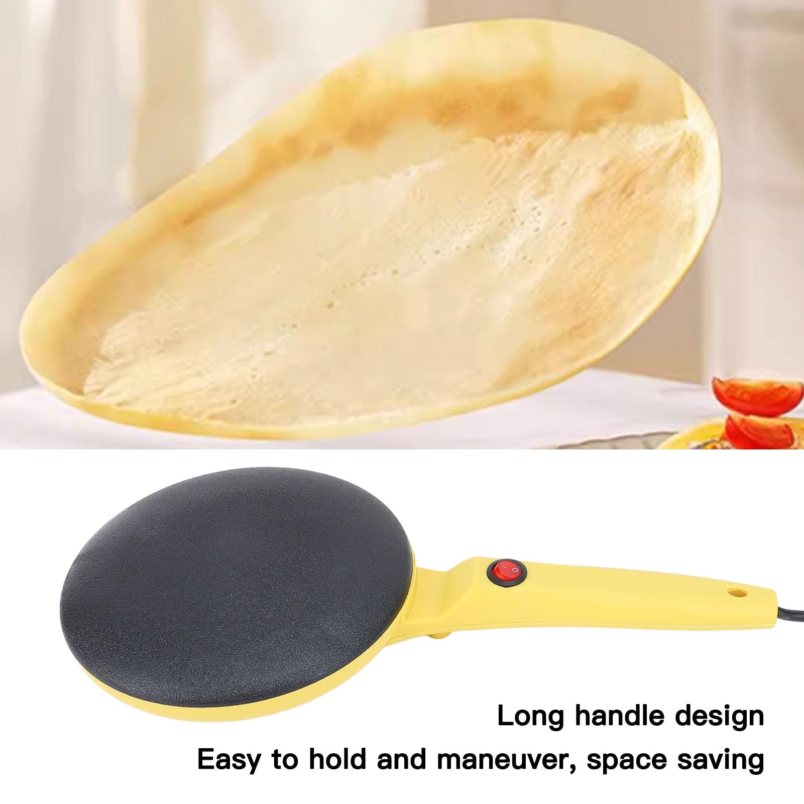 Hidyliu Crepiera Elettrica, Superficie Antiaderente 8 Pollici con Controllo Automatico della Temperatura, per Crepes, Pancake, Omelette, Colazione (Spina europea 220 V)