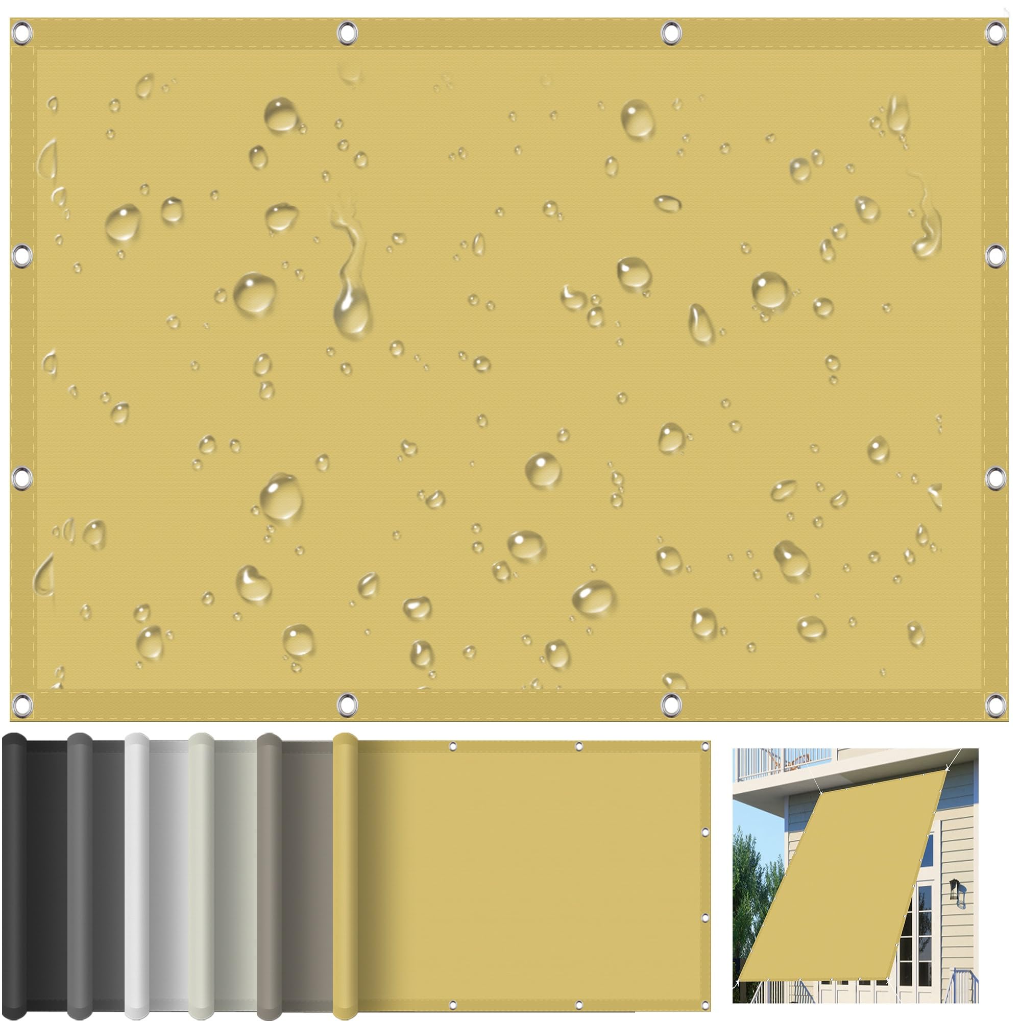 Voile d'ombrage rectangulaire 50x100 cm crème étanche pour balcon