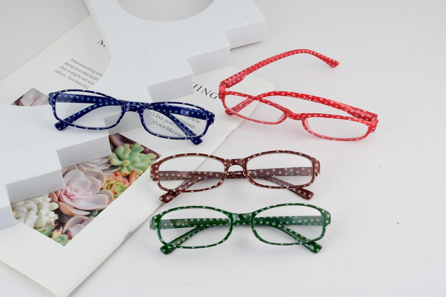 Eyekepper 4 Pack Ladies Fashion Reading Glasses - Polka Dots Design Small Lens Readers for Women Reading +2.25