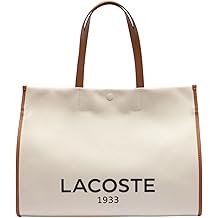 Lacoste Unisex Large Shopping Tote Bag, Natural Tan, One Size