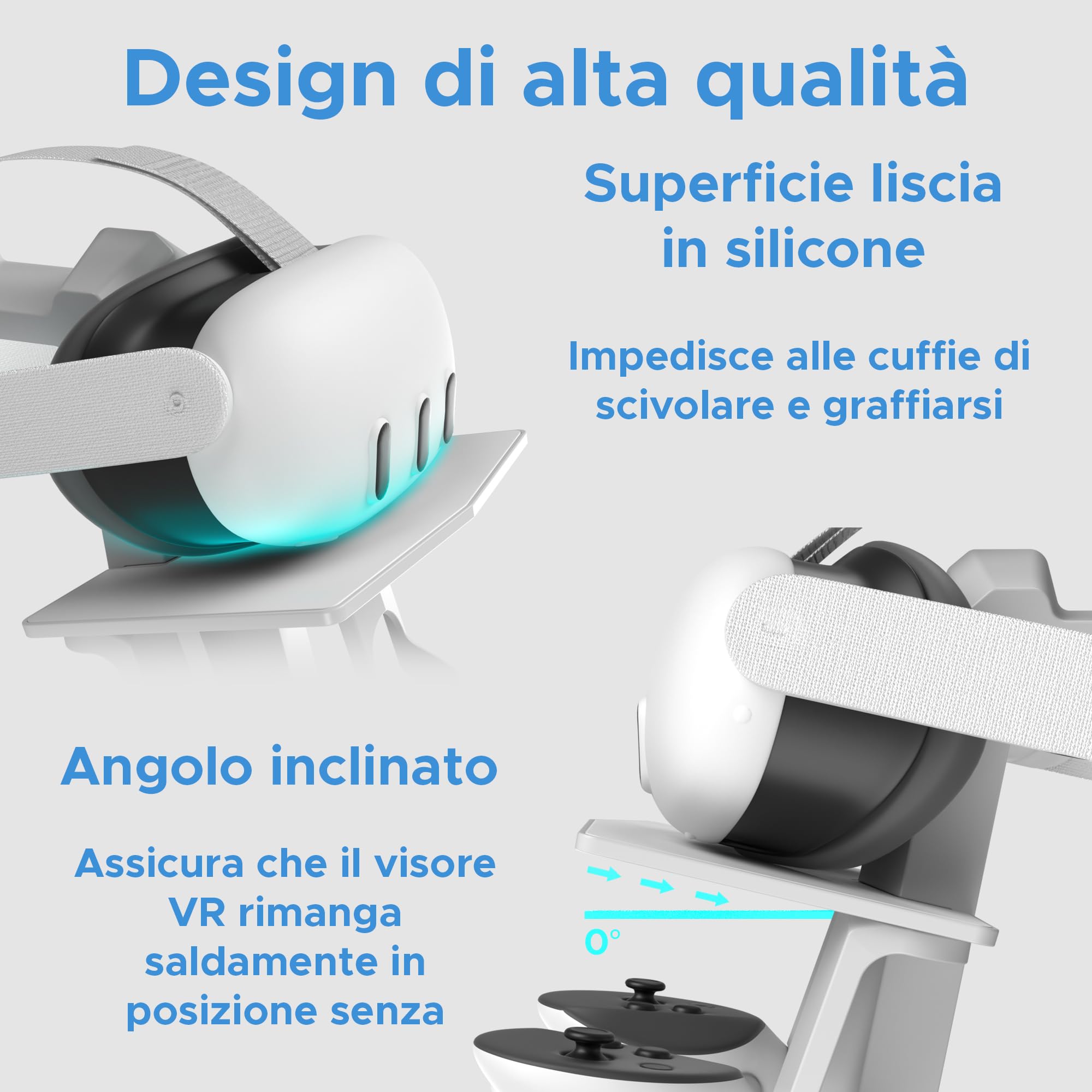 Digicharge Supporto per cuffie VR per Meta Quest 3S / Quest 3 / Oculus Quest 2 VR Mount Display Storage per cuffie e controller touch