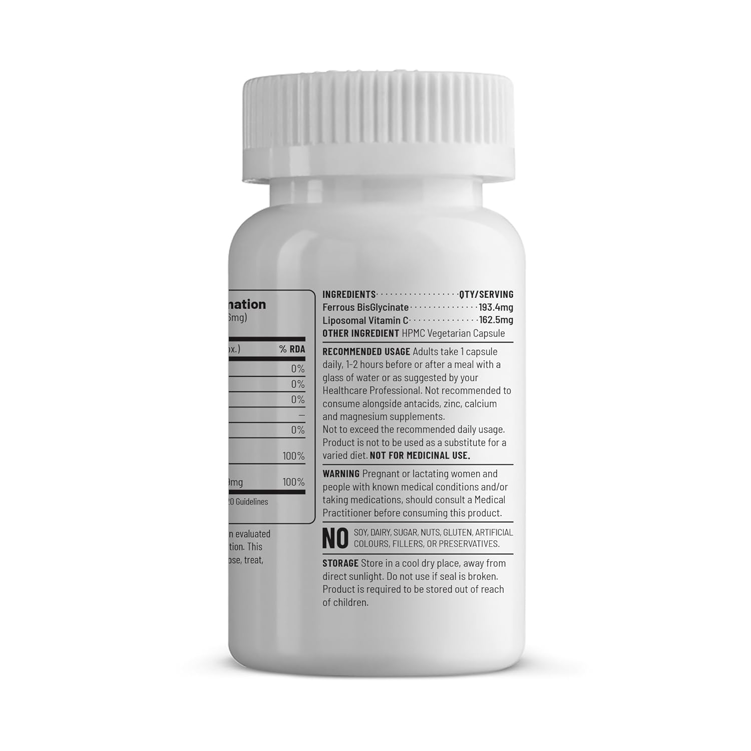 United female iron supplement | 29mg ferrous bisglycinate + 65mg liposomal vitamin c | 100% RDA iron and vitamin C | High absorption, gentle on the stomach. Vegetarian | 60 capsules United female iron supplement | 29mg ferrous bisglycinate + 65mg liposomal vitamin c | 100% RDA iron and vitamin C | High absorption, gentle on the stomach. Vegetarian | 60 capsules