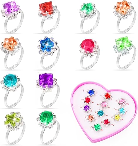 Volance Anillos ajustables para disfrazarse, regalo festivo para niñas, joyería de princesa