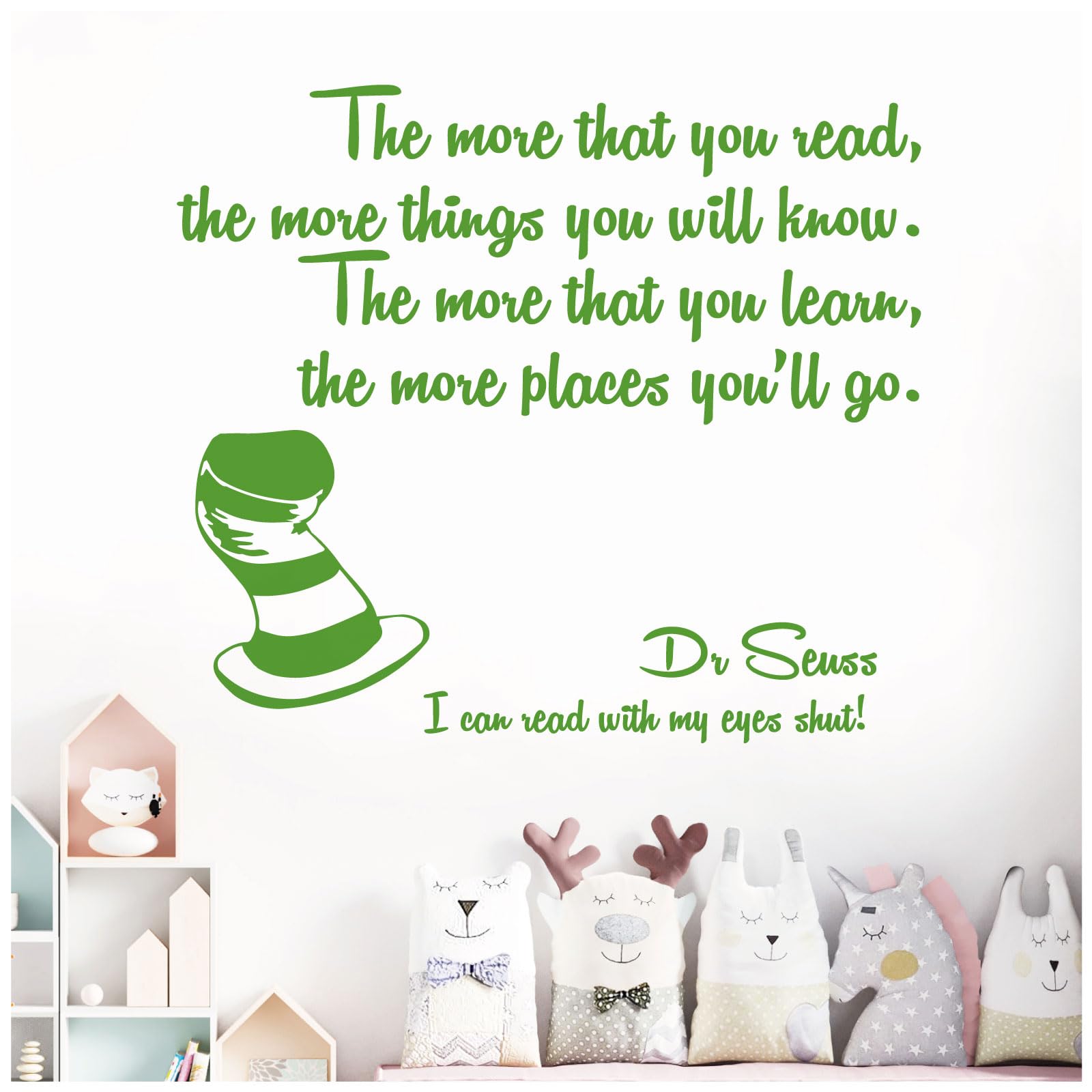 The More that You Read, the More Things You Will Know - Dr Seuss Book Quote Decal Wall Sticker [Medium] [Grass]