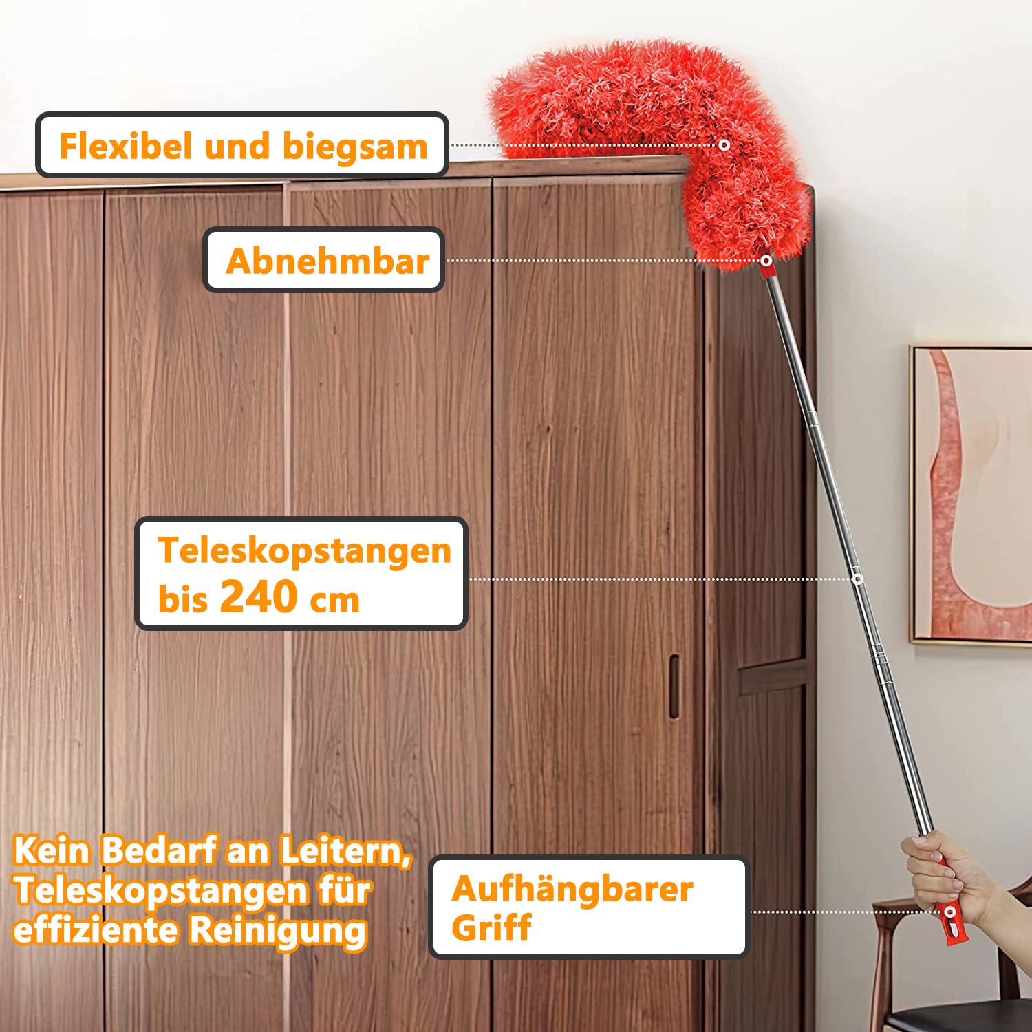 Plumeau met telescopisch uitschuifbare steel kopen