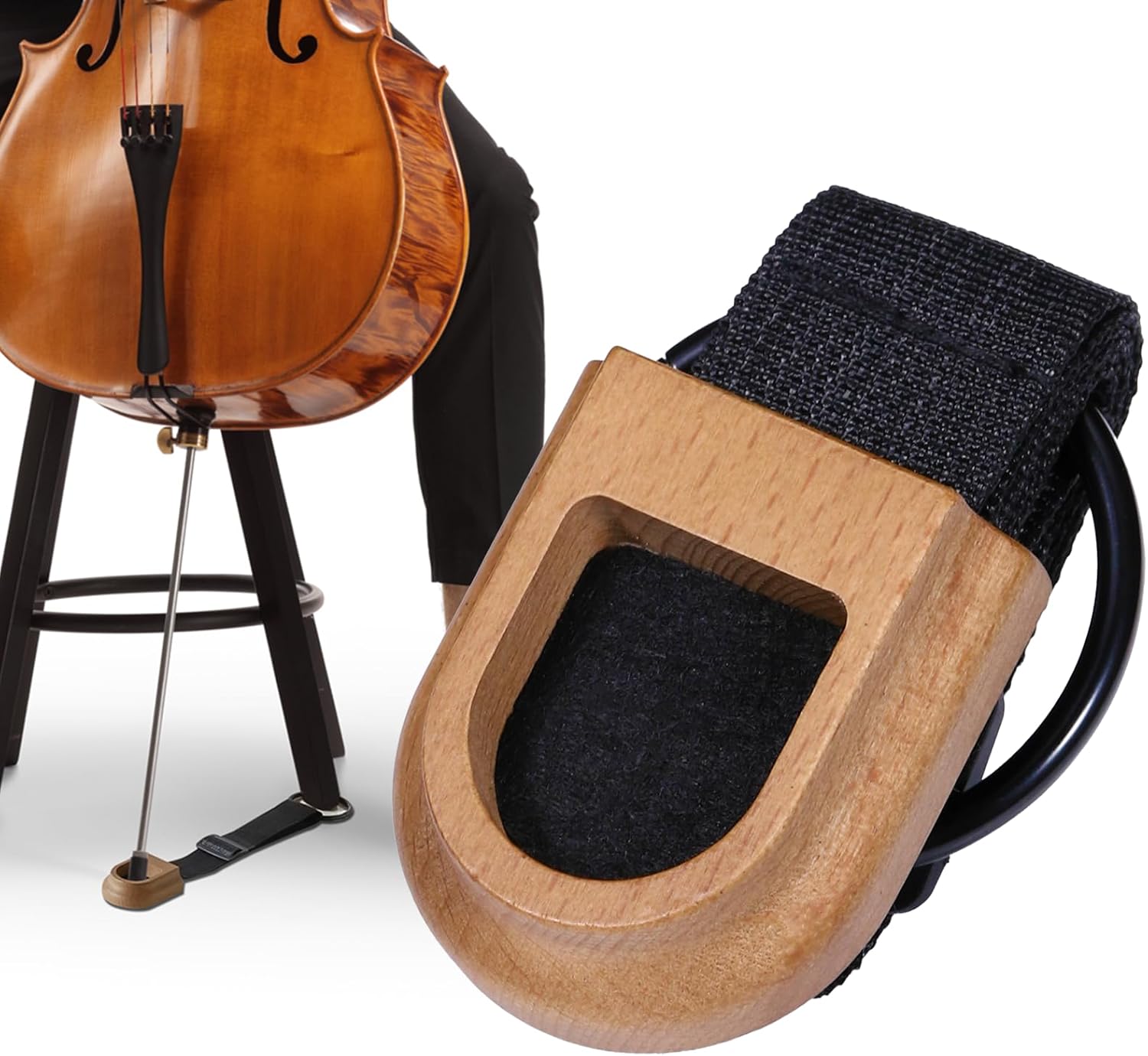 Adjustable Cello Endpin Anchor Non-slip with O-ring Stopper Stand Thick Pad Antiskid Sponge for Cellist Practice Performanc, Stopper Rest Holder Stand Antiskid Device Adjustable Strap