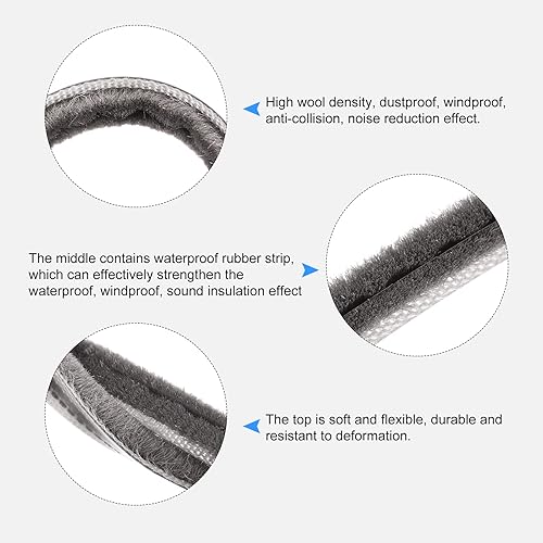 Miniatura 4 de METALLIXITY Burlete de sellado de cepillo (14 x 14 x 16.4 pies), tira de puerta con ranura para tarjeta con hoja de silicona, para puerta corredera,