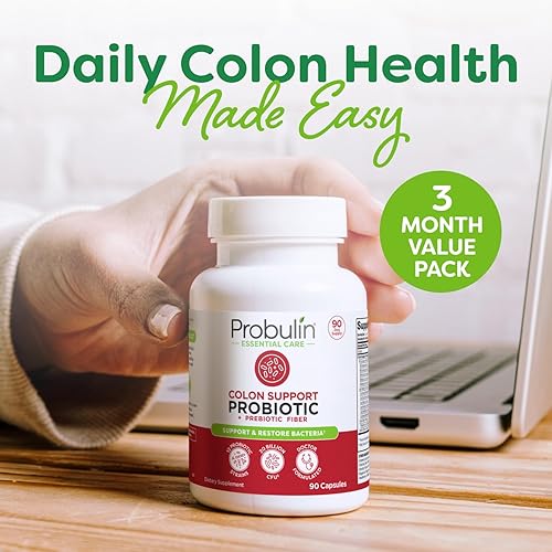 Miniatura 4 de Probulin Suplemento probiótico de apoyo para el colon, cápsulas probióticas para la salud intestinal, digestiva e inmunitaria para hombres y