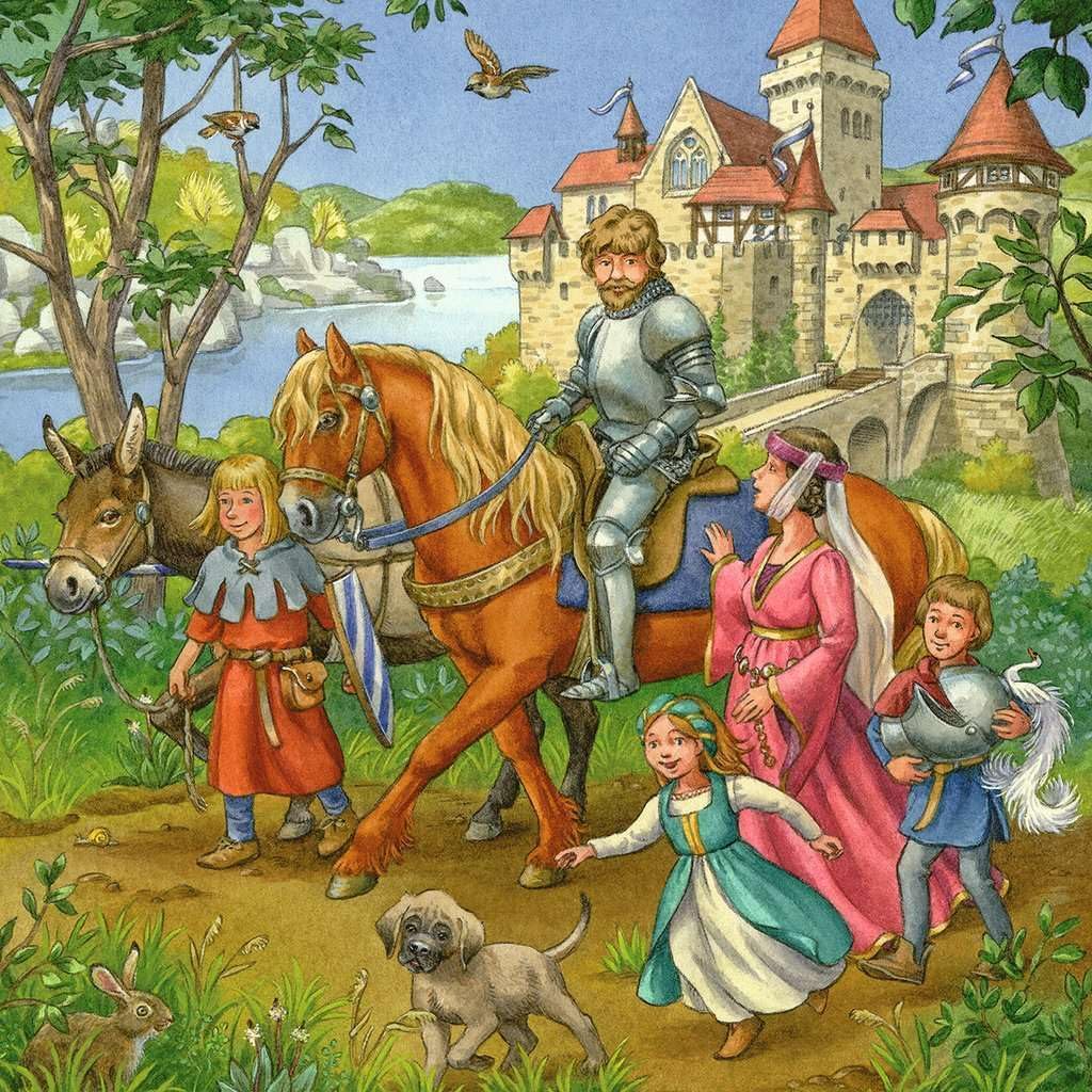 Ravensburger Puzzle Ravensburger 05150 Children's Puzzle 05150 Knight's Tournament in The Middle Ages 3 x 49 Pieces Puzzle for Children from 5 Years Yellow