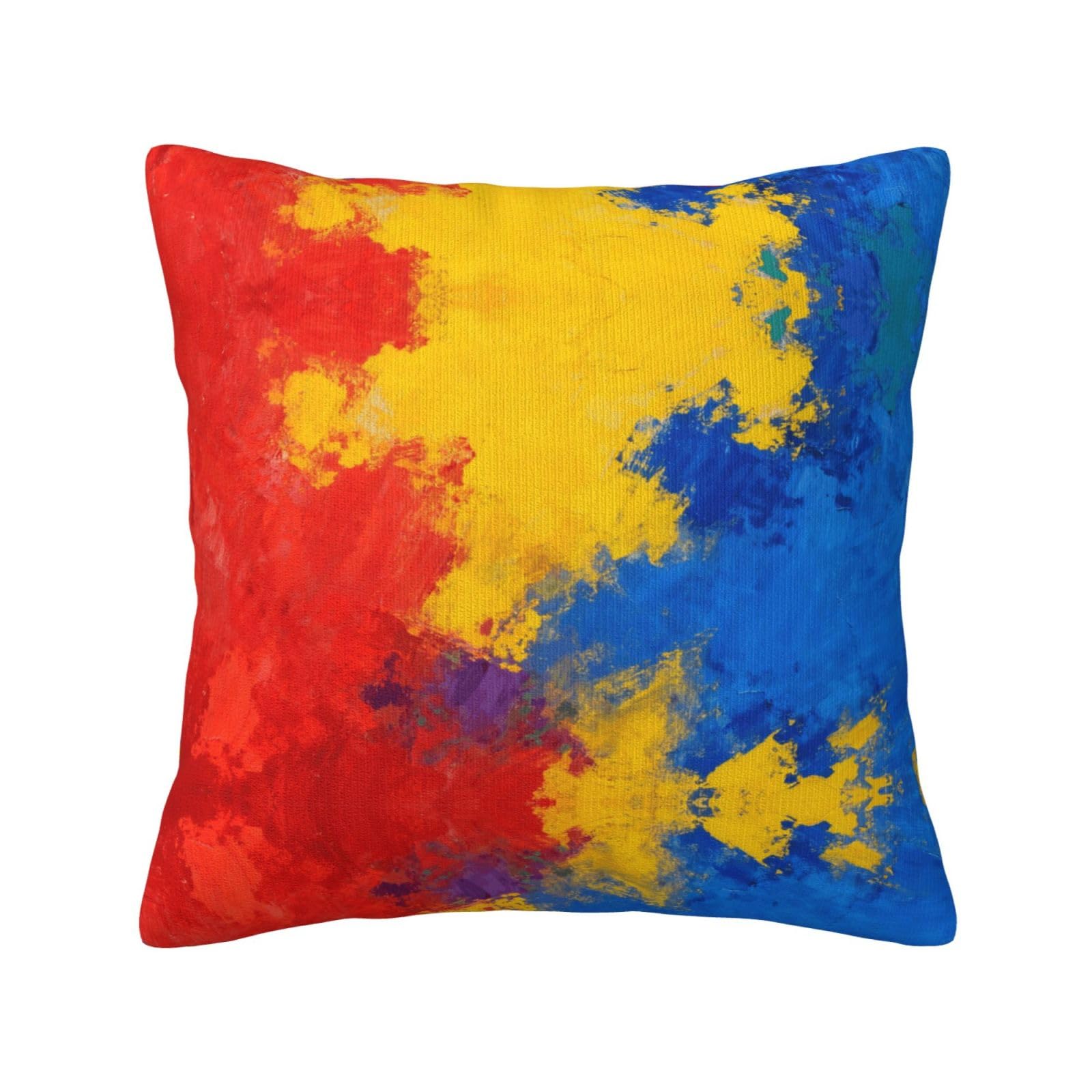 Red Graffiti Print Decorative Throw Pillow Covers for Sofa, Outdoor and World Cup Celebrations