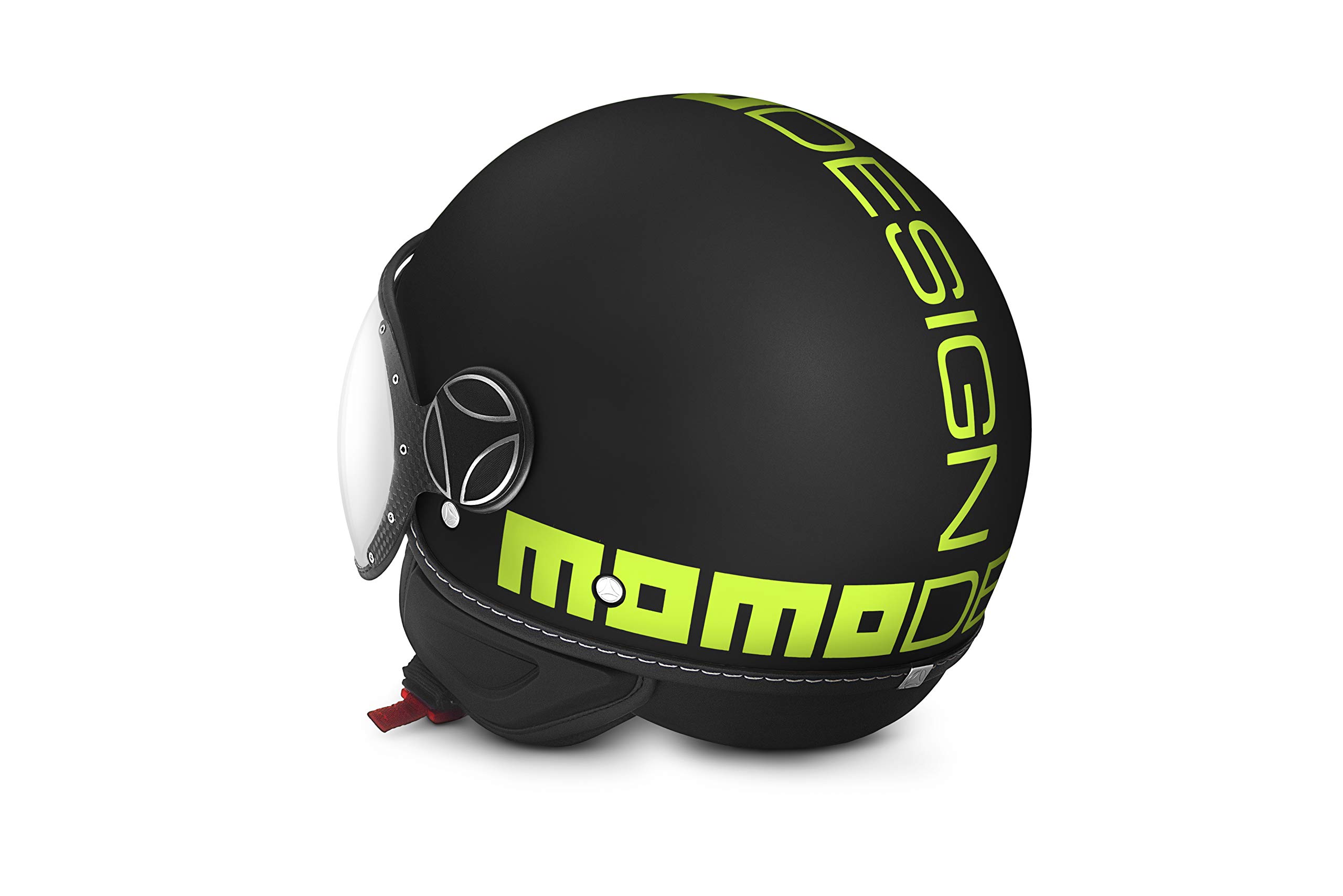 Momodesign FGTR Jet Helmet Fluorescent Black with Yellow Logo Size