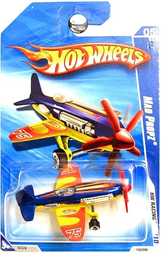 Hot Wheels 2010 HW Racing Mad Propz Avión Avión Azul Amarillo y Rojo