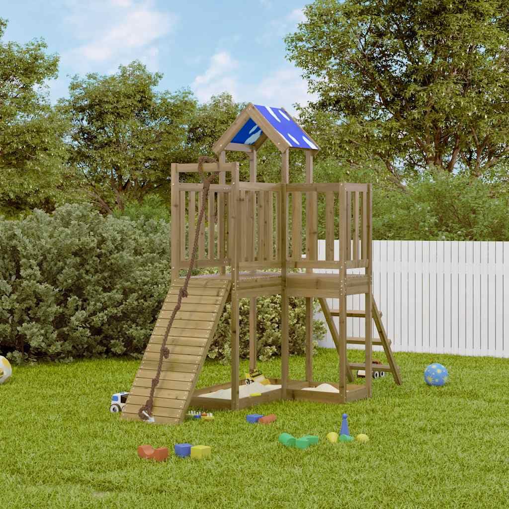 Genérico Parque Infantil de Exterior Madera de Pino impregnada, Columpios y estructuras de Juegos Marrón,3278967