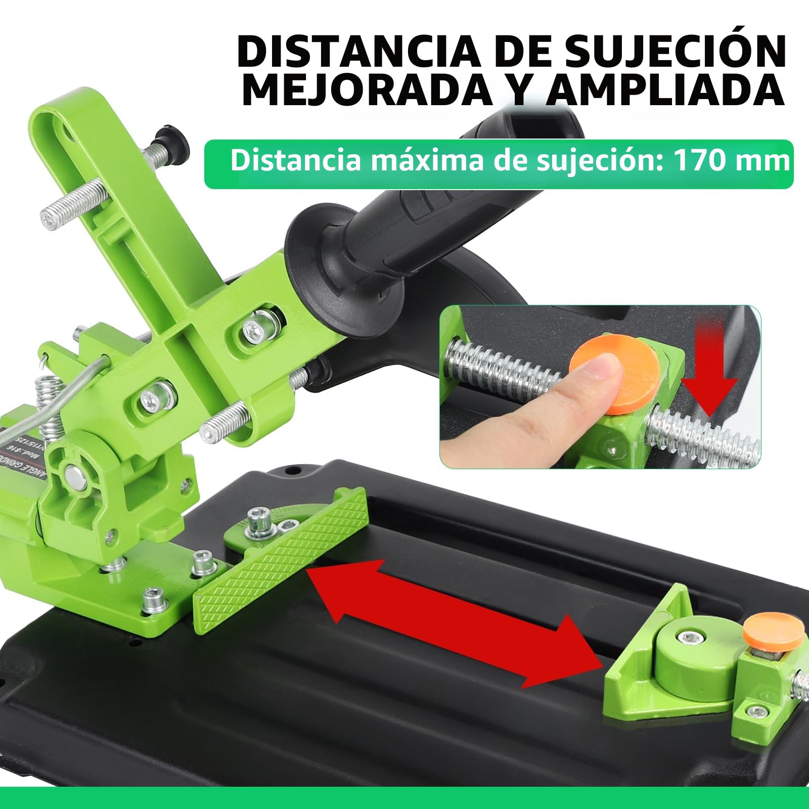 SWAWIS Amoladora angular, soporte para amoladora angular, accesorio para amoladora angular 100/115/125, multifuncional de escritorio, barra de tracción para soporte