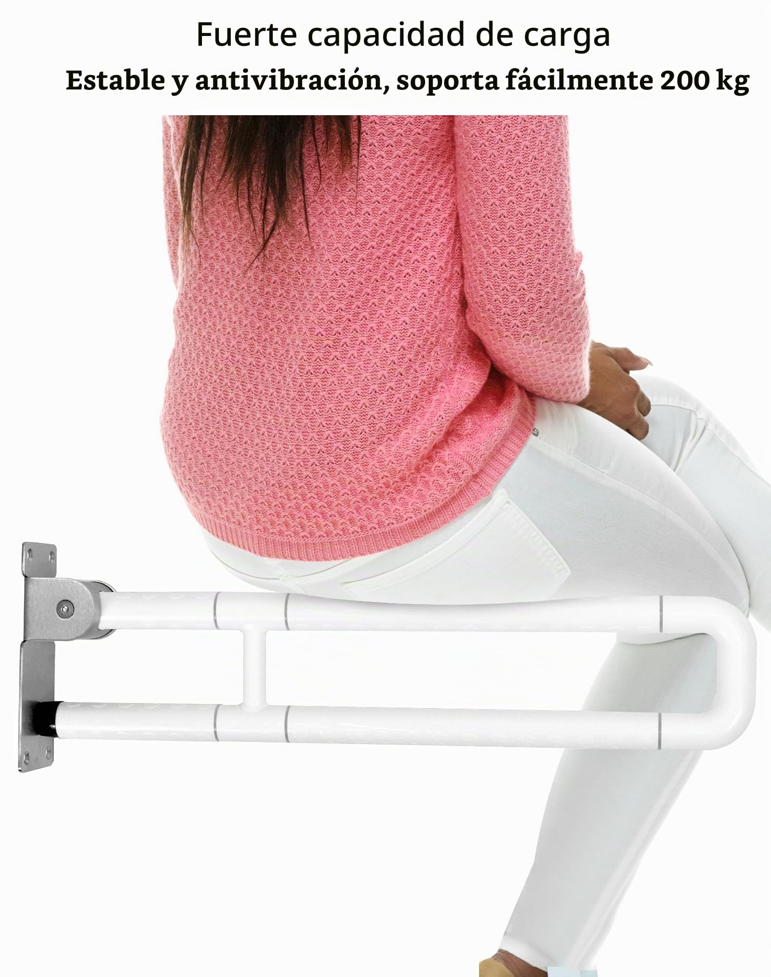 QWORK® asidero baño, plegable, 60 cm, acero inoxidable, capacidad de carga 200 kg