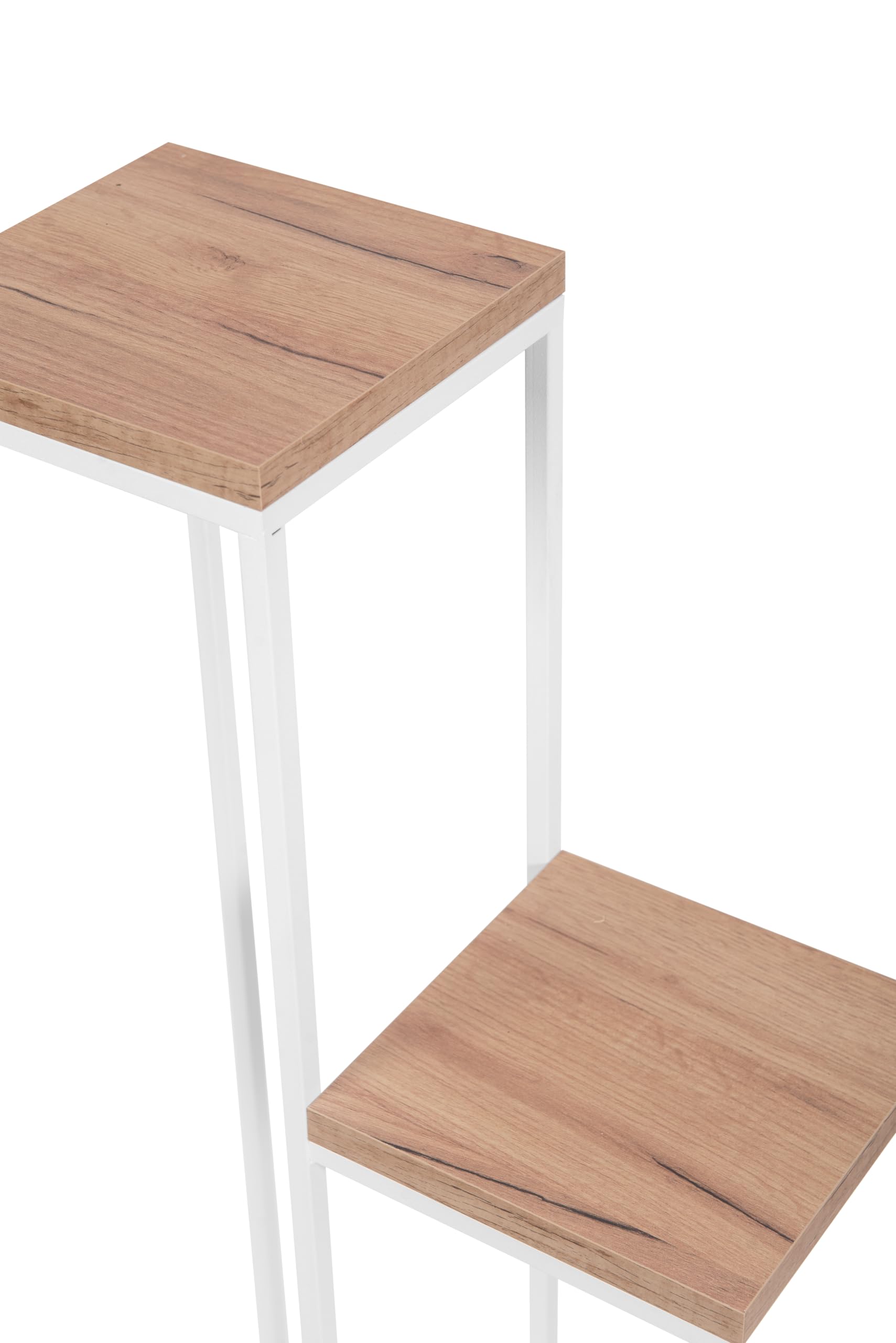 Stojak na rośliny Elle - Kwietnik 3 poziomy - 40 cm 40 cm 97 cm - kolor 40x40x97cm - kolor Biały - do kwiatów w pomieszczeniach - metalowa półka - stojak na kwiaty
