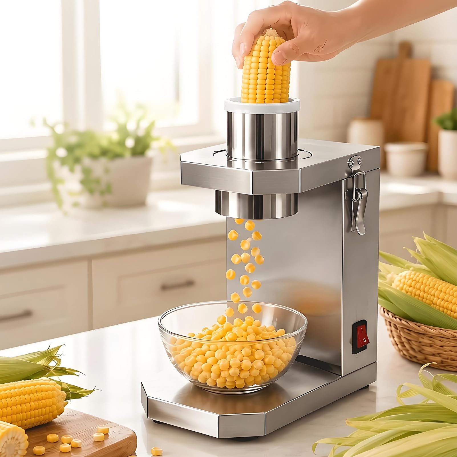 Sgranatrice Elettrica per Mais Dolce, Lama Rimovibile In Acciaio Inox