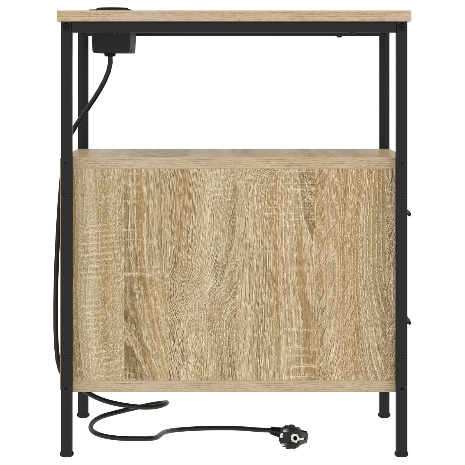 Moderner Nachttisch mit Schublade und Ladestation - Stylischer Beistelltisch aus hochwertigem MDF in dunklem Matt-Finish, ideal für Schlafzimmer und Gästezimmer