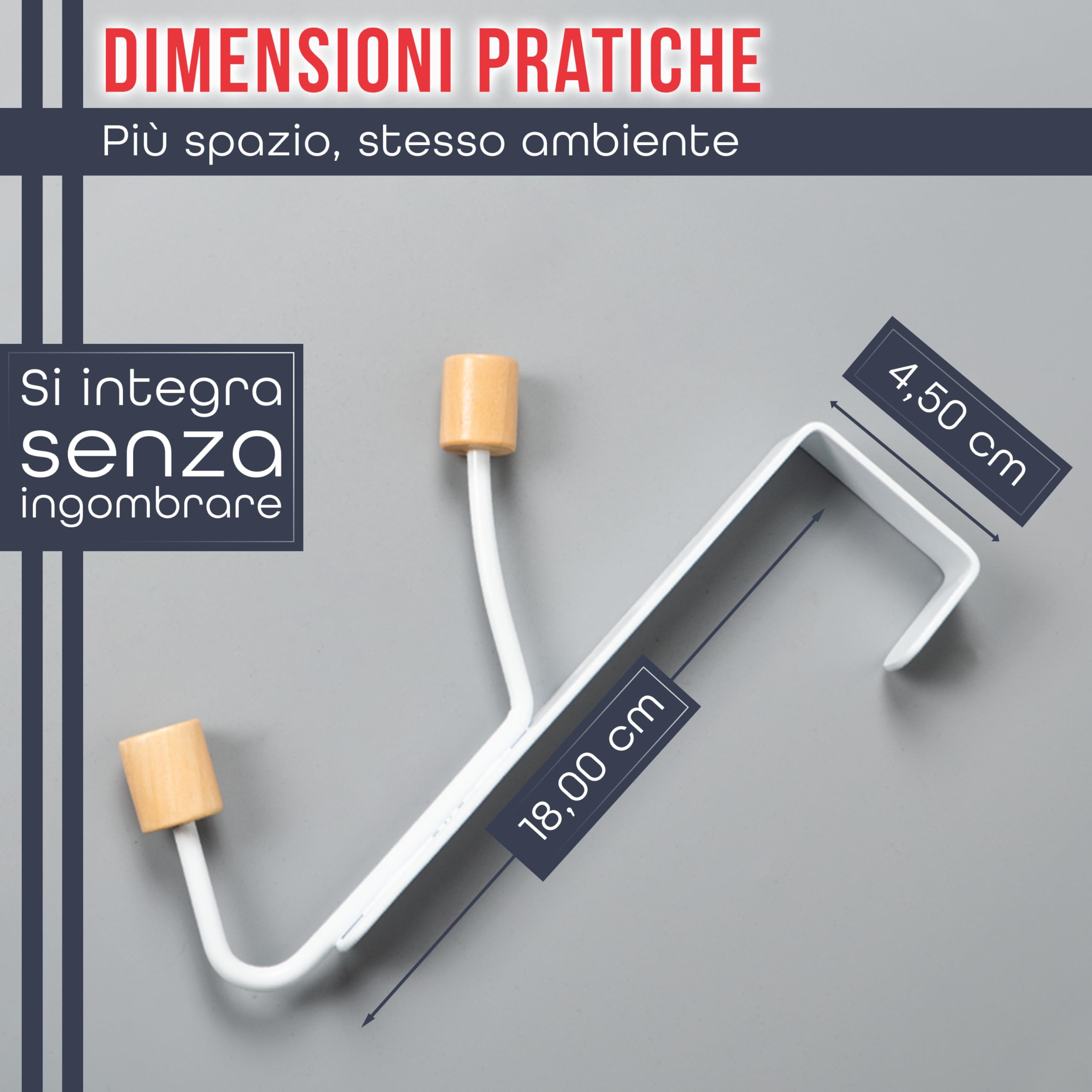 Generico Appendino Porta Abiti da Porta Senza Forare – Set 2 Ganci Appendiabiti con Terminali in Legno