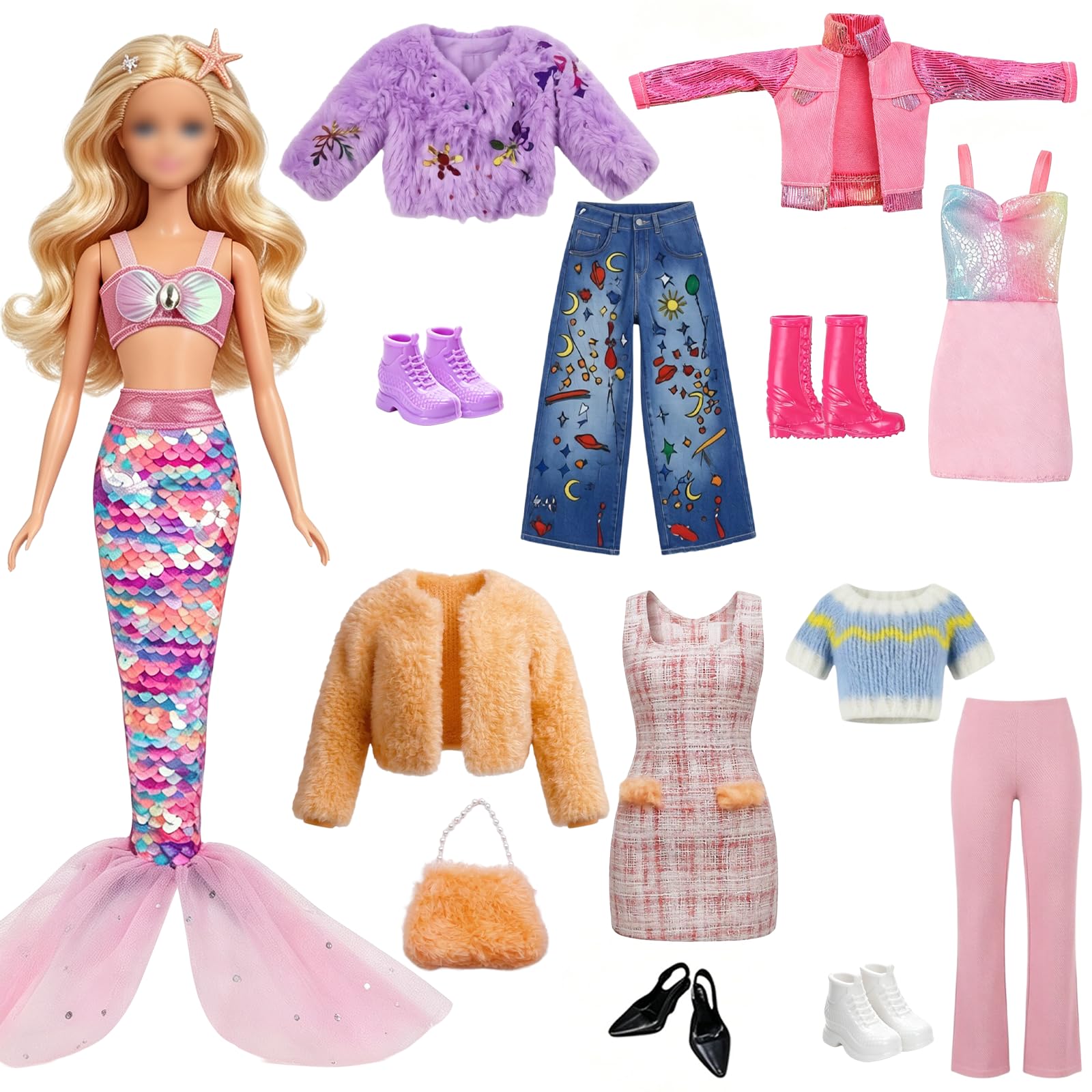 15 Pcs Doll Clothes for 11.5 inch Doll Mermaid Doll Clothes