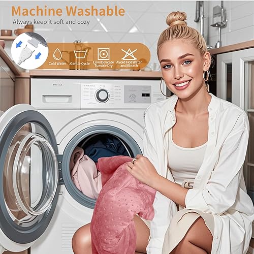 Miniatura 9 de Almohadilla térmica para alivio del dolor de cuello y hombros y espalda (rosa, 19 x 22 pulgadas)