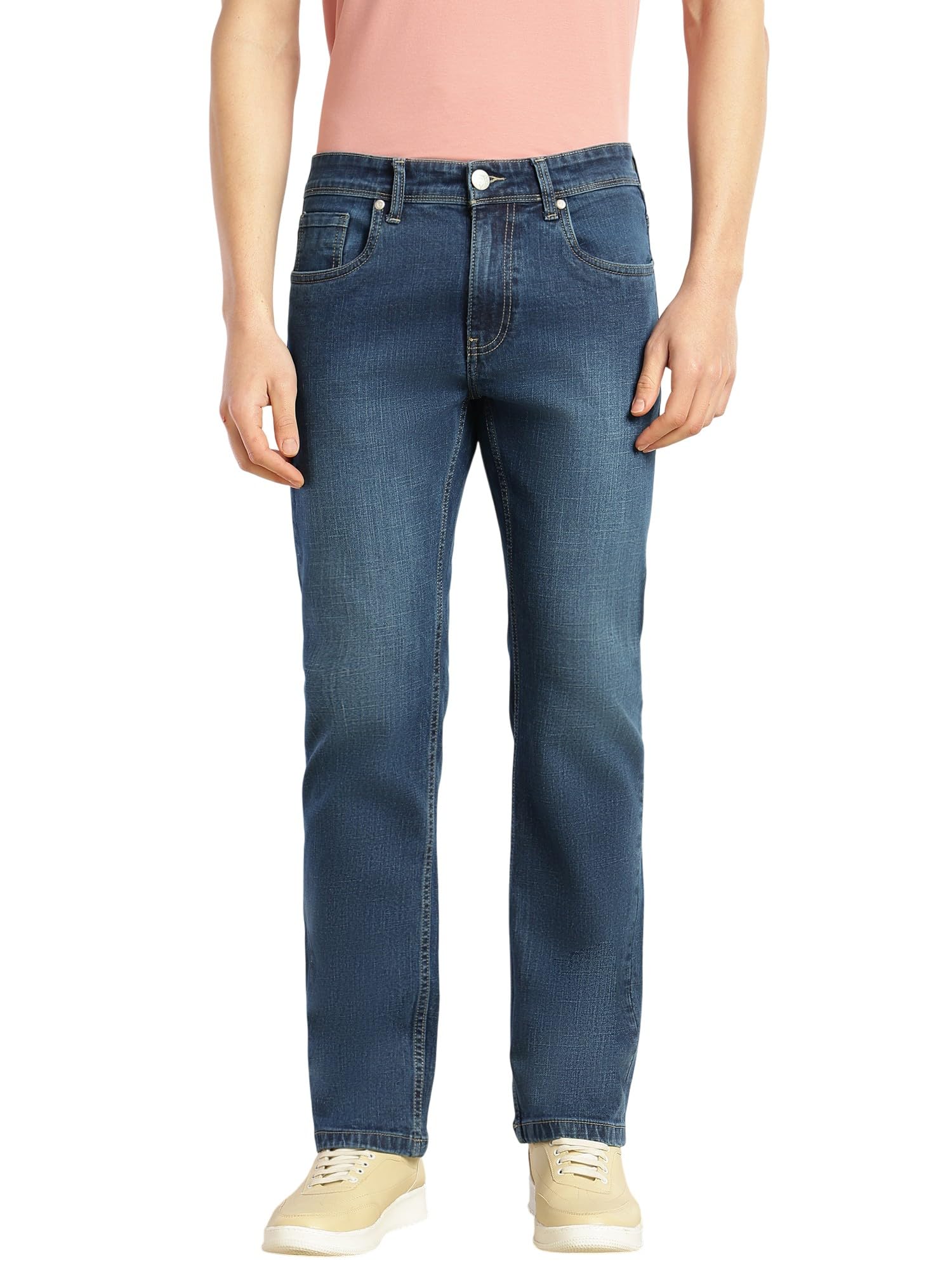 thomas scott Men's Cricket Club Straight Fit Mid-Rise Faded Stretchable Jeans | 5 Pocket Denim-picture-40
