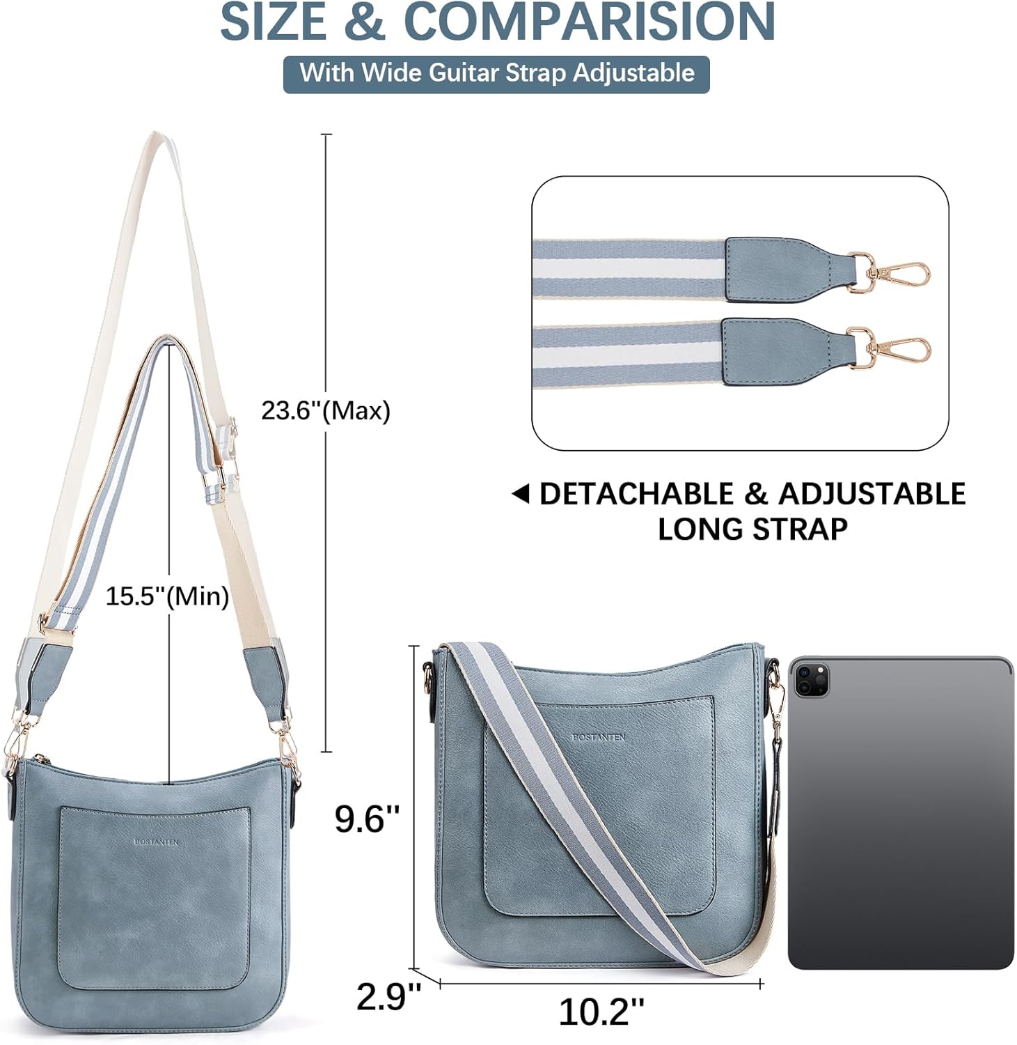 BOSTANTEN Crossbody Bags for Women Trendy Vegan Leather Guitar Strap Purse for Spring Travel - Image 2