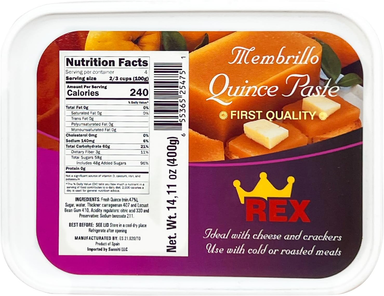 REX Membrillo Quince Paste, 14.11 oz (Pack of 1)