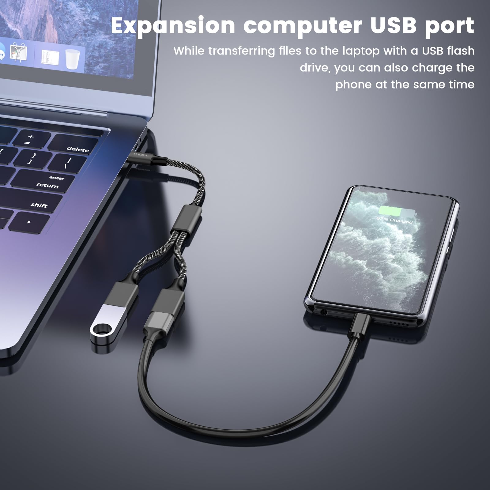 Adattatore USB C A Doppia USB Femmina - Splitter OTG Per MacBook, Galaxy, Pixel - Foto 8