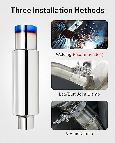 Vista 5 de EVIL ENERGY Silenciador de escape, punta de escape de acero inoxidable, longitud universal de 18.5 pulgadas