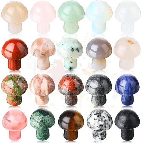 Nuanchu 20 Pcs Crystal Mushroom Decor Hand Making Mini Sculpture