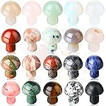 Nuanchu 20 Pcs Crystal Mushroom Decor Hand Making Mini Sculpture Mushroom Worry Stone Figurines Bulk Gemstone Polished Trinkets for Party Favors Stuff Witchcraft DIY Meditation Garden(Vivid Colors)
