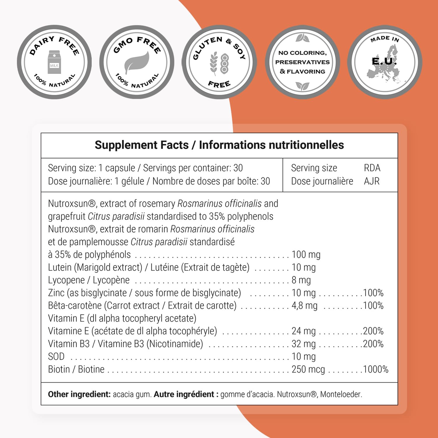 Supersmart Solar Prep Formula (Advanced Formula) - with Beta Carotene, Biotin - Skin Supplement | Gluten Free & Vegetarian Friendly - 30 Capsules — Amazon image 3