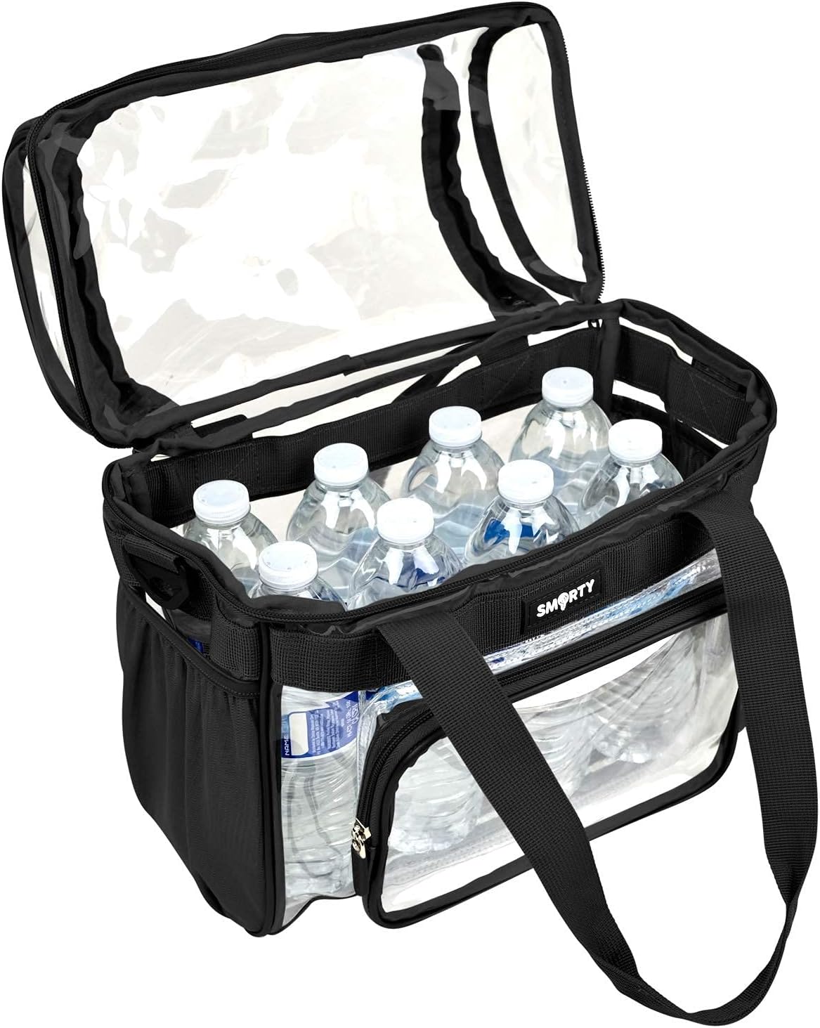 Heavy Duty Clear Lunch Tote Stadium Bag Approved Durable Crossbody Travel Makeup Cosmetic Box for Football Basketball Baseball Games Concerts Work Correctional Officers (Bold Black, 12 x 6 x 12)
