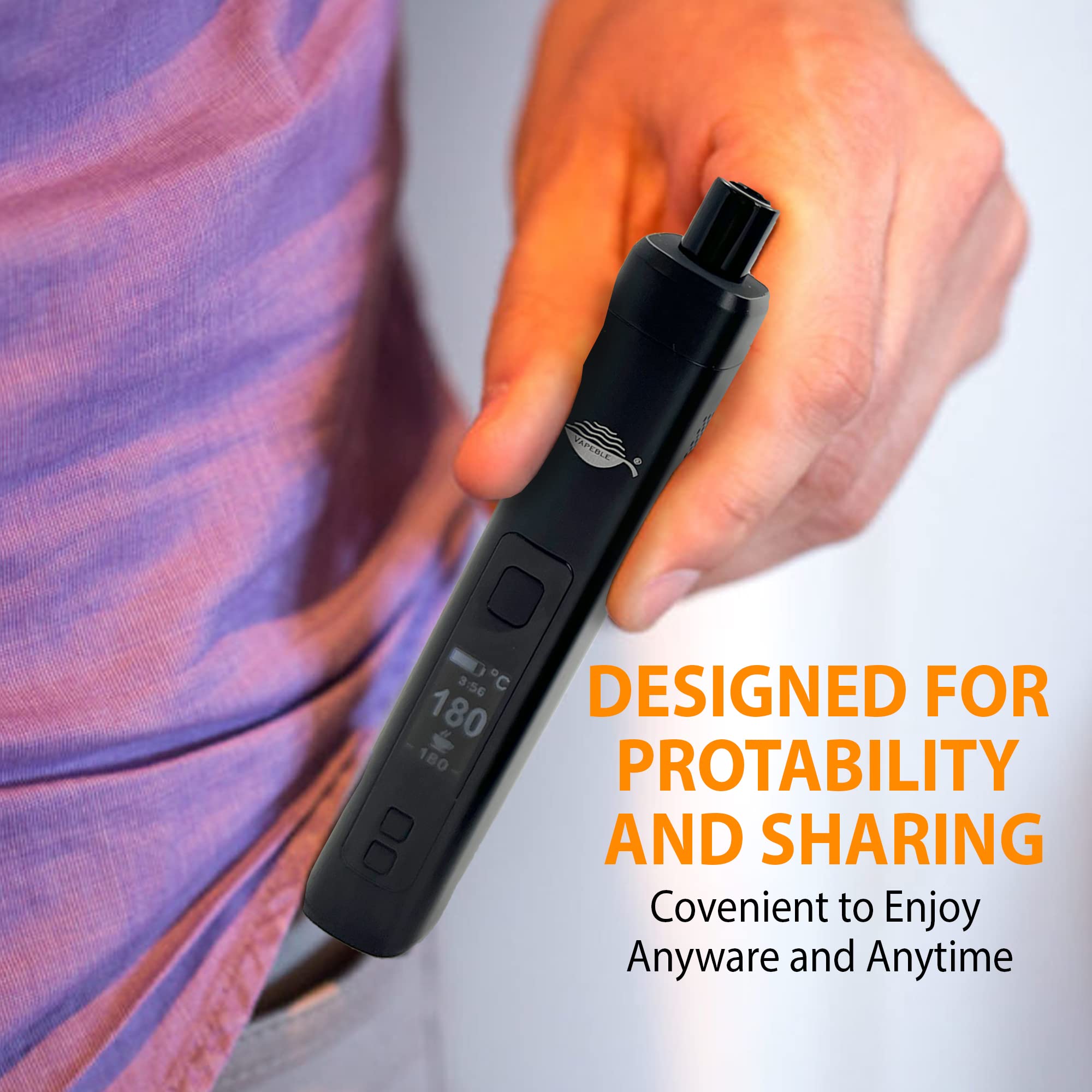 Vaporizer Vapeble moderner Konvektion Verdampfer Glasmundstück, Metallgehäuse wechselbare 3200 mah Batterie, OLED Display stufenloser Temperaturreglung - Verdampft Kräuter, Harze Öle - Kein Nikotin