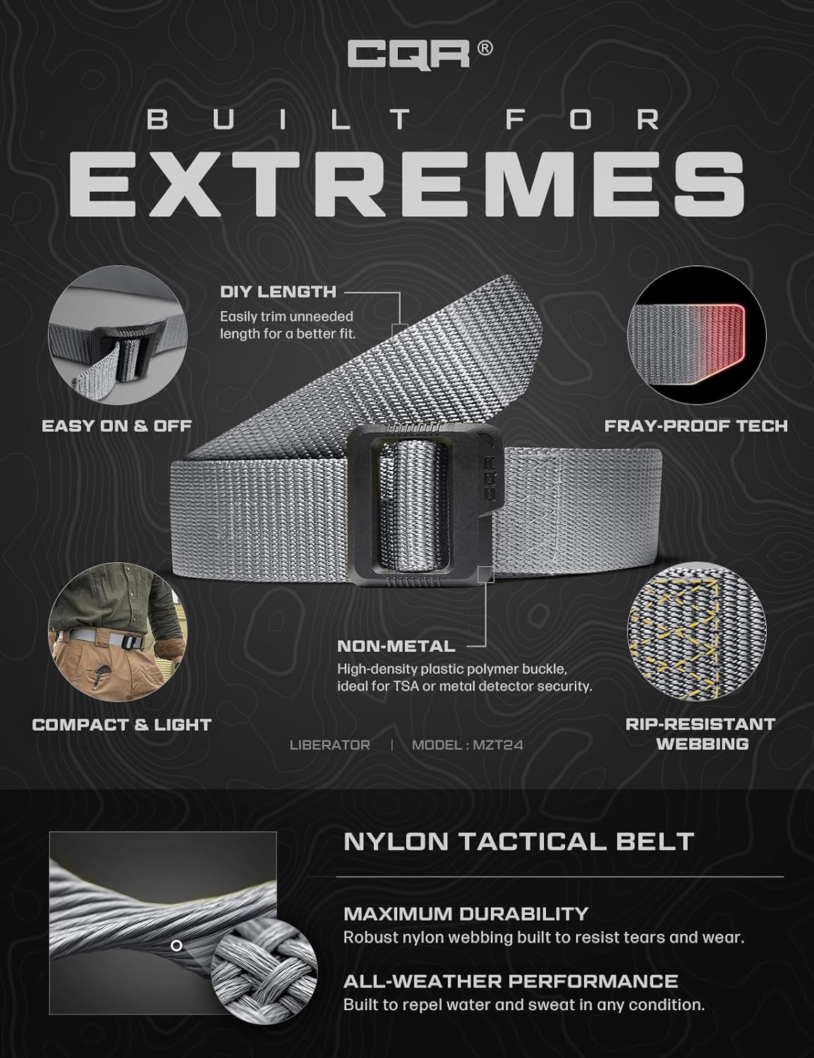 CQR Tactical Belt, Military Style Heavy Duty Belt, Webbing EDC Quick-Release Buckle - Image 6