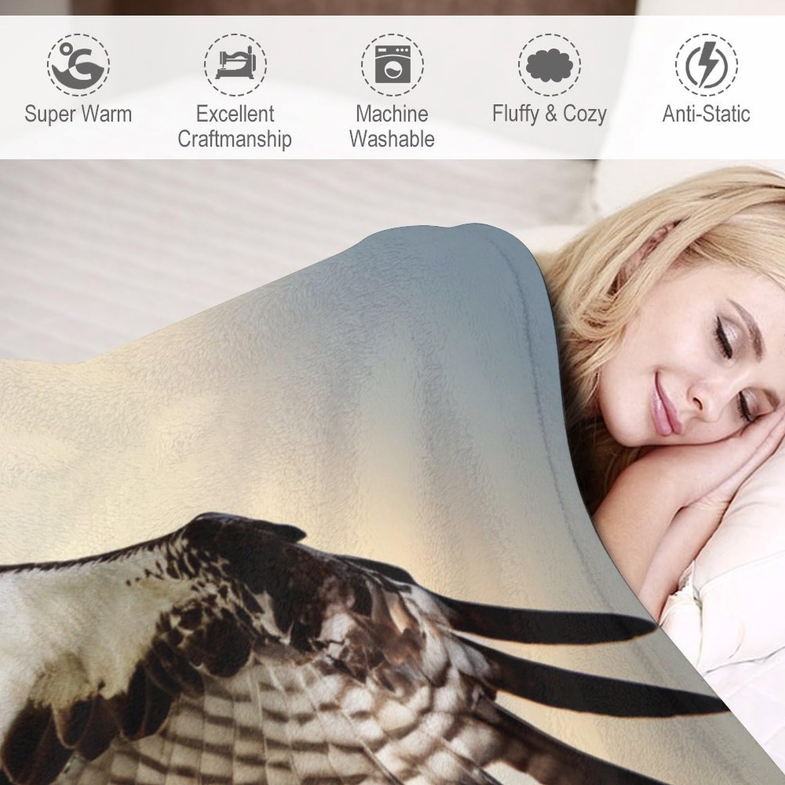 Adler Flannel Fleece Wohndecke Kuscheldecke Mikrofaser Decke 180×200cm