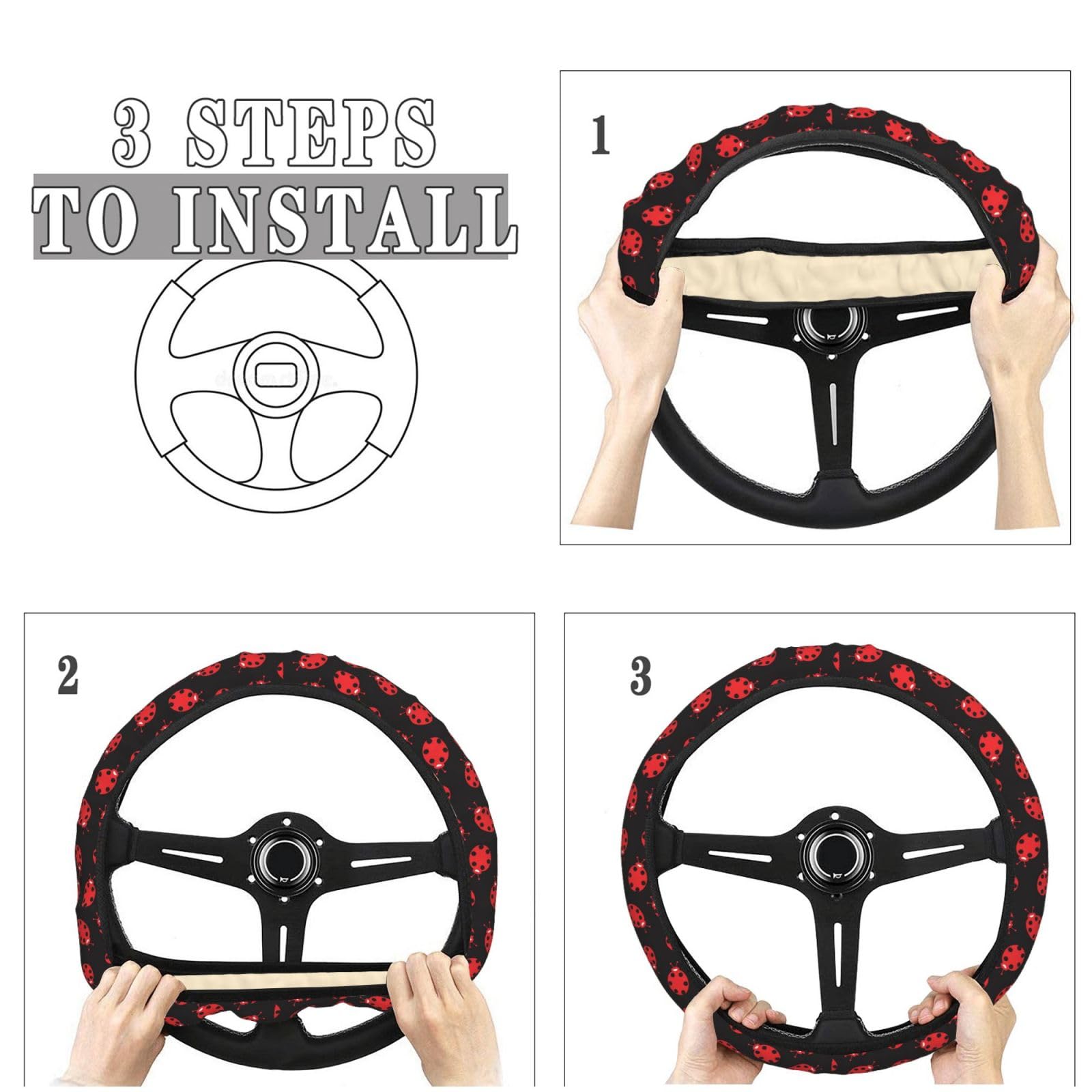 Funda Universal Para Volante Mexpekil – Neopreno Elástico Rayas Rojas Y Verdes, Antideslizante, Fácil Instalación En 5 Min, Para Coche, Camión O SUV