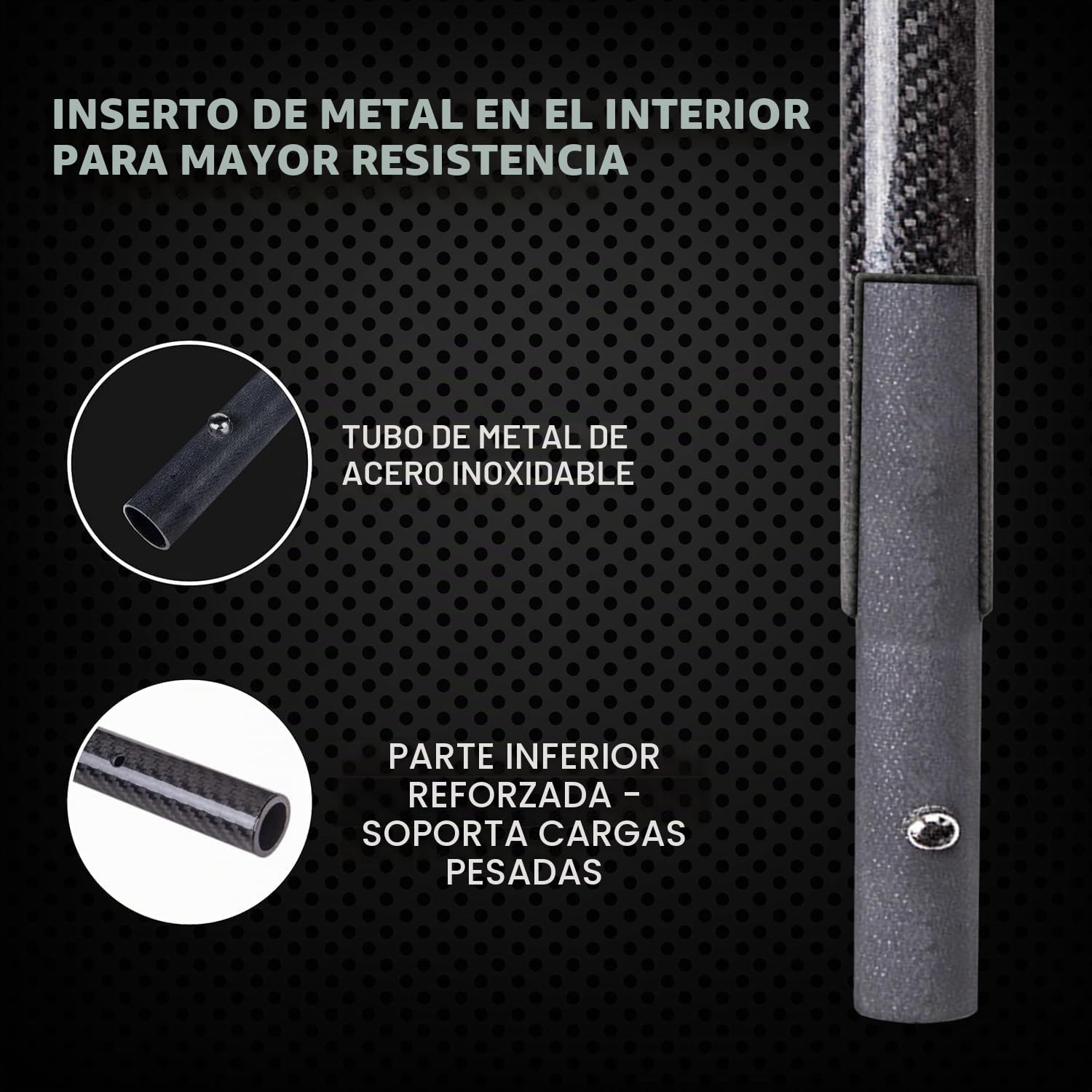 CKG Mango de Pala de Arena de Fibra de Carbono 3K, Mango Universal Ligero para Playa, detección de Metales de Caza, Barra de Tubo Largo