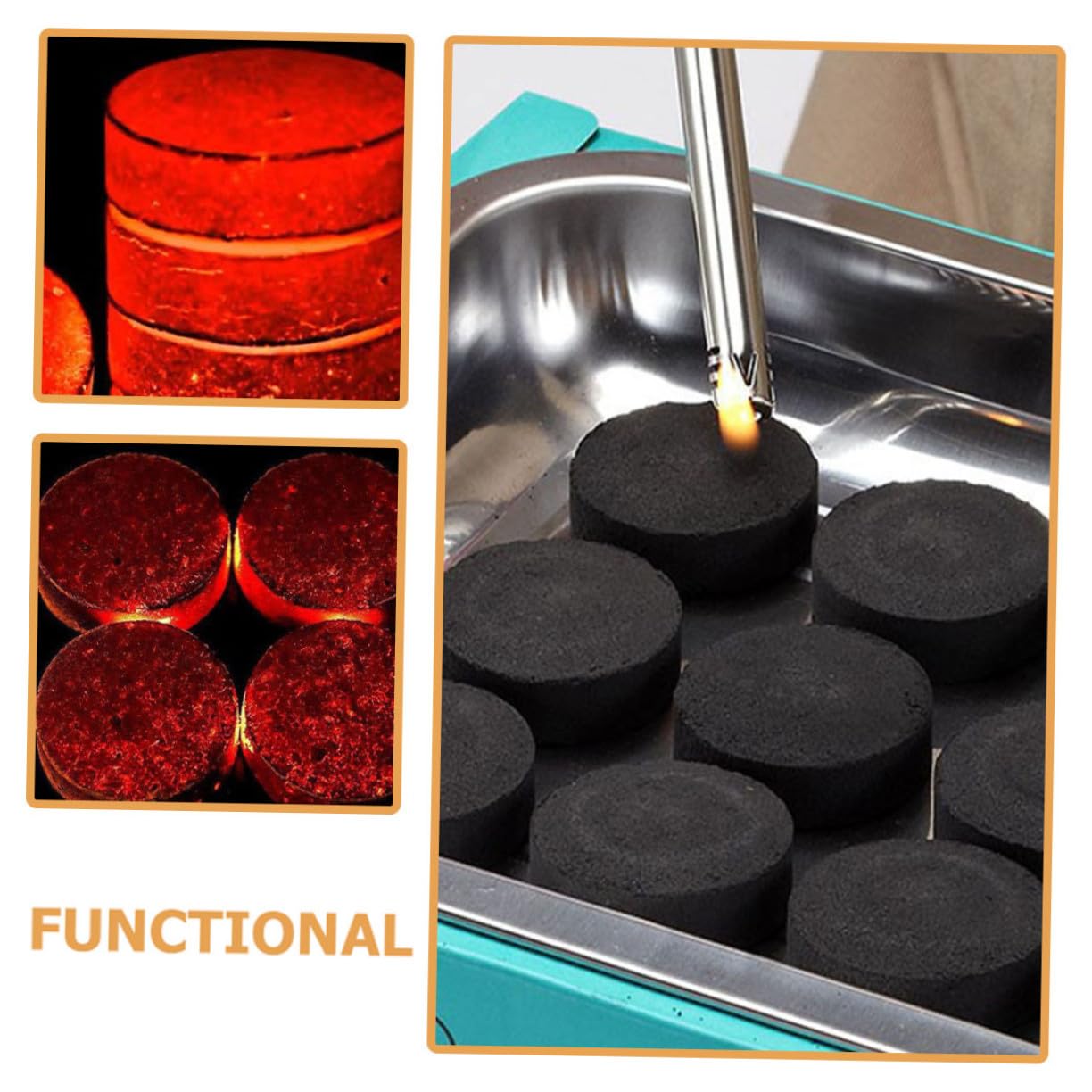 Lurrose Pastillas de Carbón Vegetal Carbón Ligero y Práctico 70 Multifuncional para Encender Fuego para Barbacoa Portátil en Actividades al Aire Libre y Senderismo