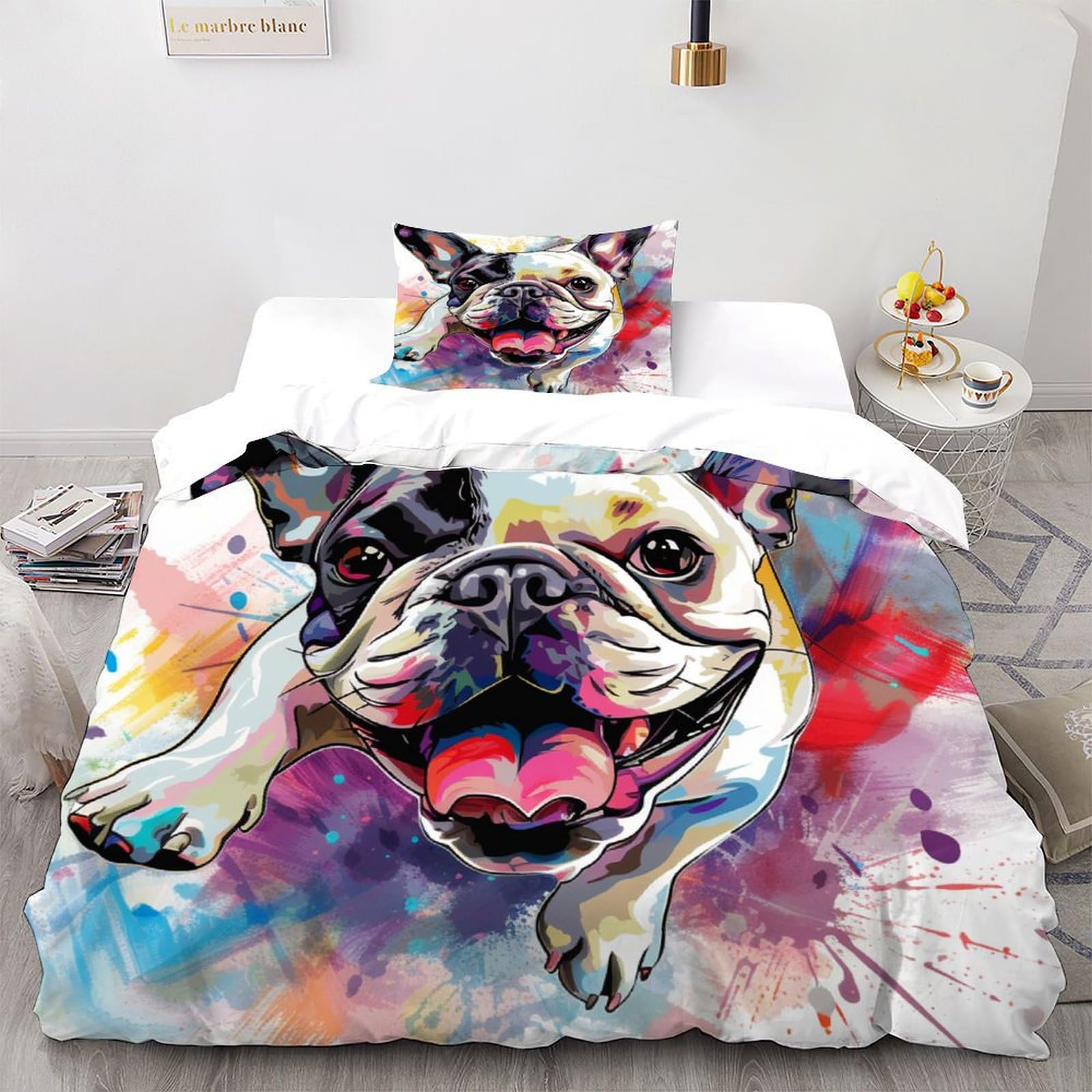 Housse de couette carlin 2 pièces lit 1 personne microfibre ado