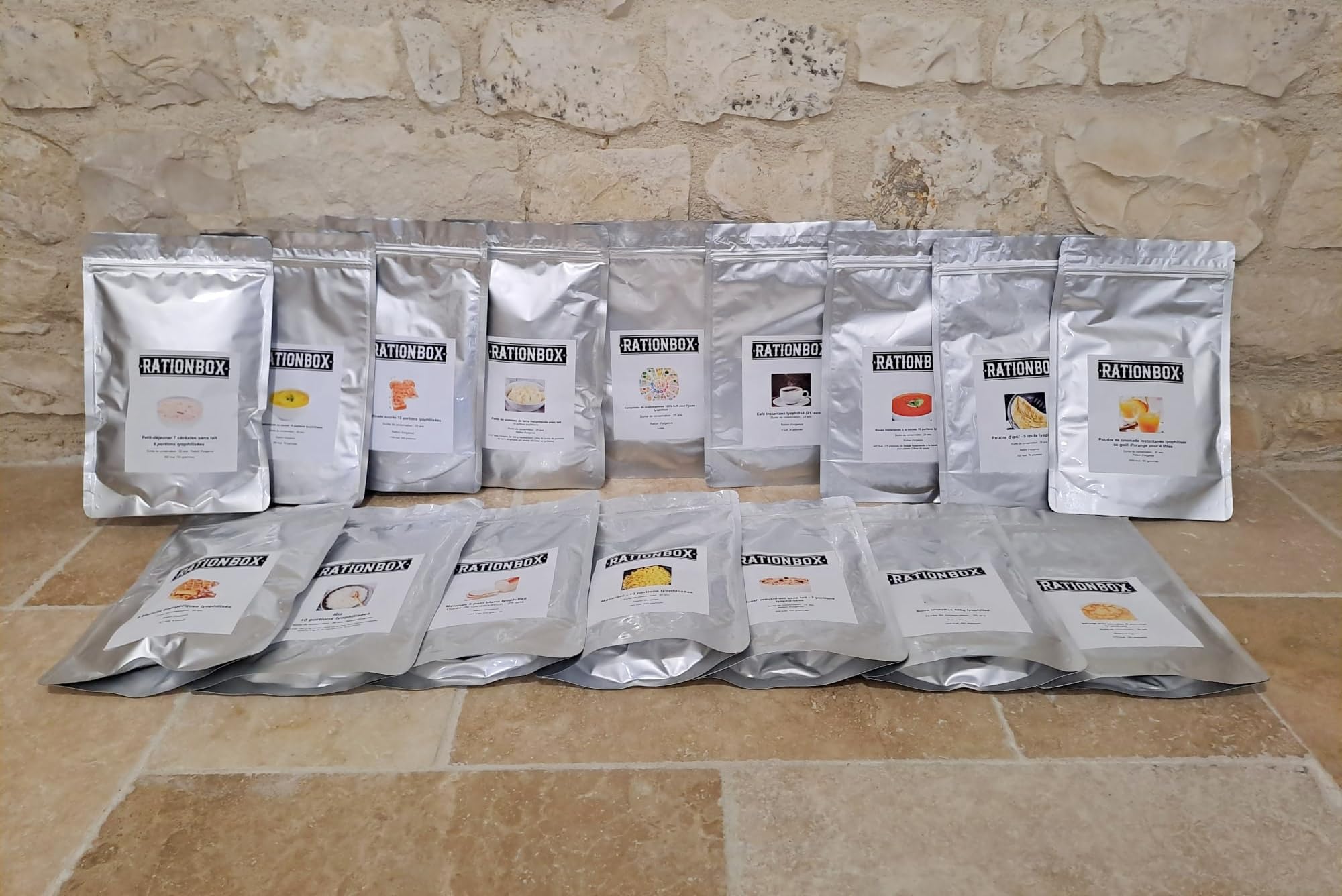 Ración de emergencia - 158 porciones - Kit de alimentos para 7 días, comida liofilizada - Rationbox