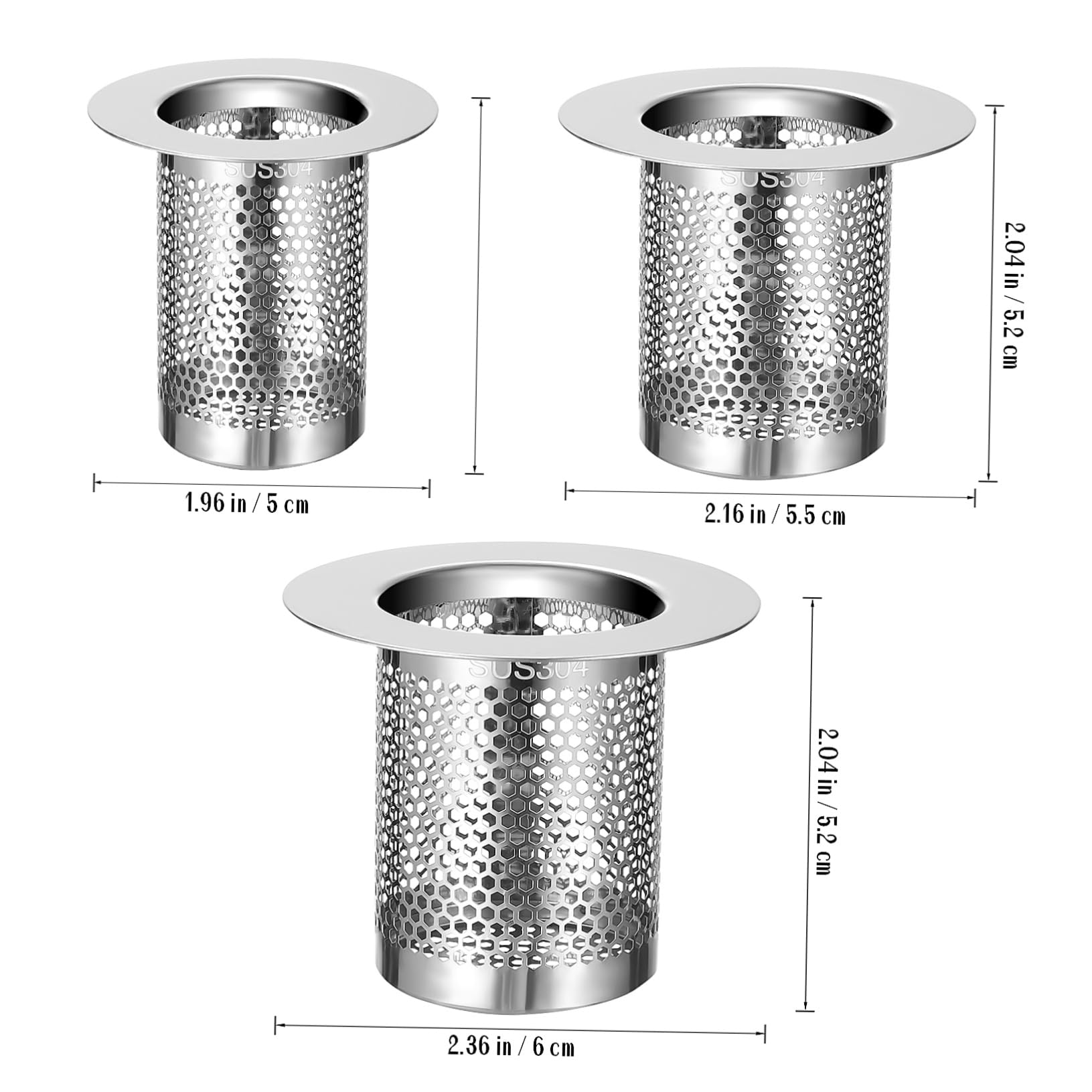 SHINEOFI 5 Sätze Abflusssieb Teiliges Dusch Und Waschbecken Haarsieb Für Effektive Verstopfungsprävention Rostfreies Material Einfache Installation Verschiedene Für Passform 3 Stücke * 5