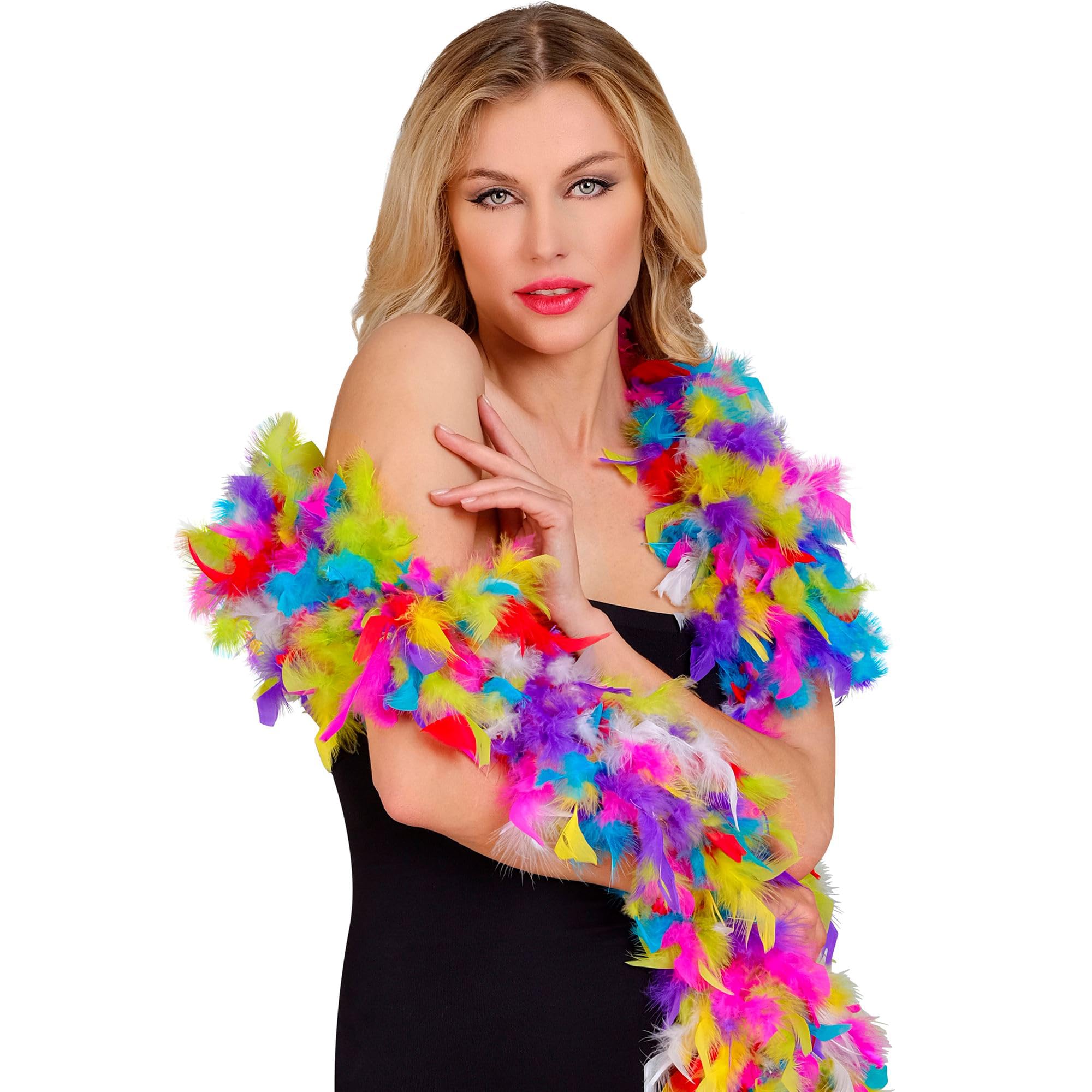W WIDMANN MILANO Party Fashion - Feather Boa for Women, Disco, Drag Queen, Gogo Girl, Carnival, Halloween, Theme Parties, 1.80 m - 50 g