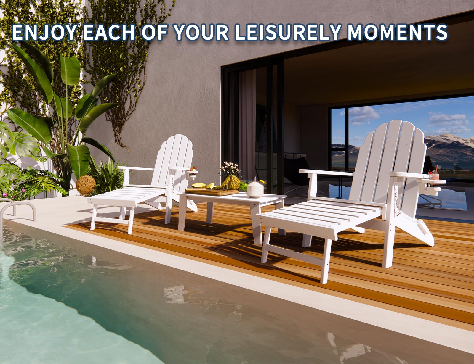 Adirondack Chairs Set Of White Folding Adirondack Chair With Cup