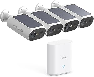 AOSU Solar Security Cameras Wireless Outdoor, 4 Cam-Kit, No Subscription Required, Local Storage, Home Security Cameras System with Integrated Solar Panel, 2K Color Night Vision, 5G & 2.4G WiFi